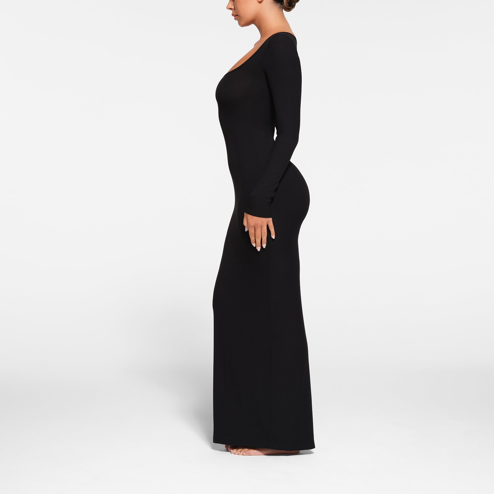 SOFT LOUNGE PETITE LONG SLEEVE DRESS | ONYX - Image 2
