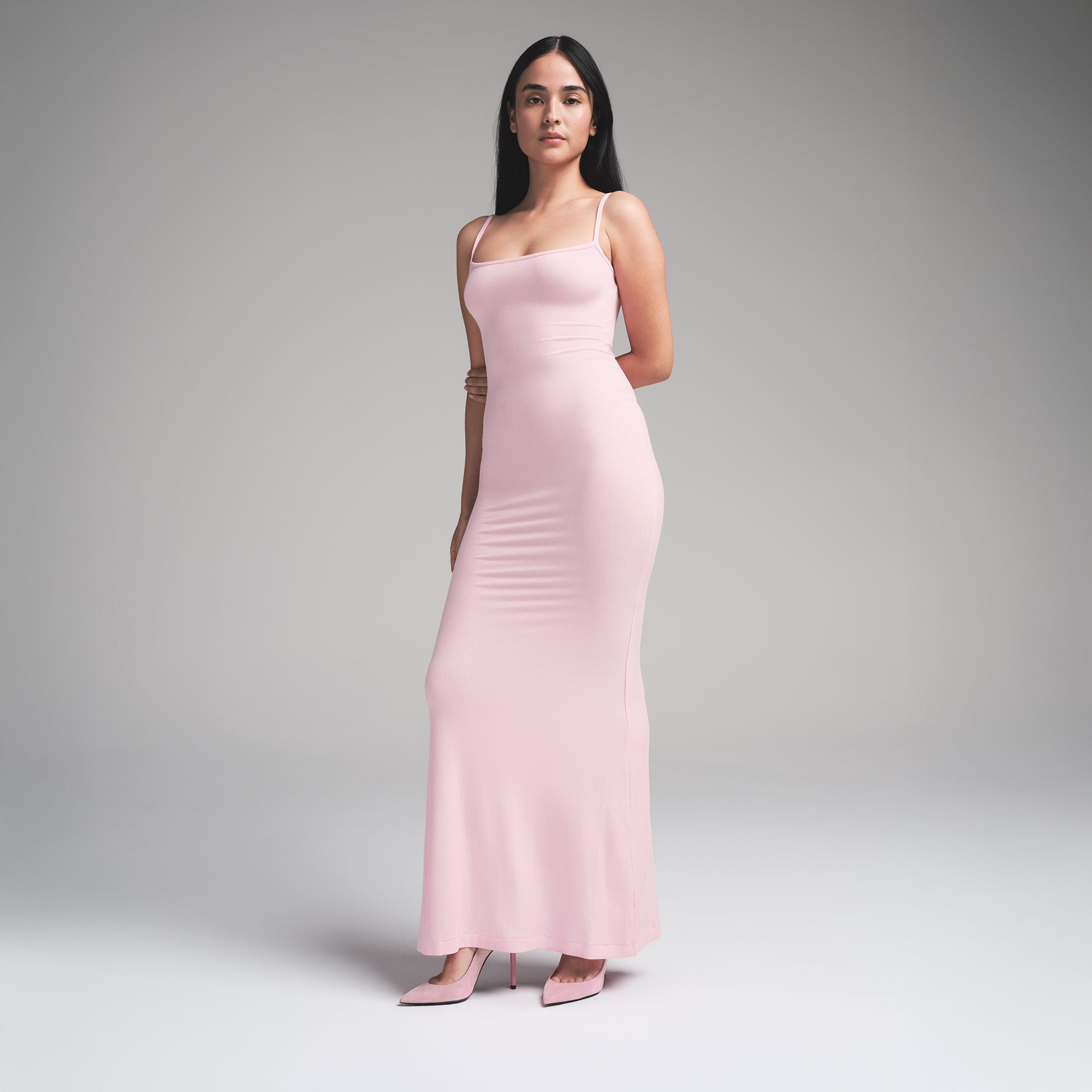 SOFT LOUNGE PETITE LONG SLIP DRESS | MORGANITE - Image 3