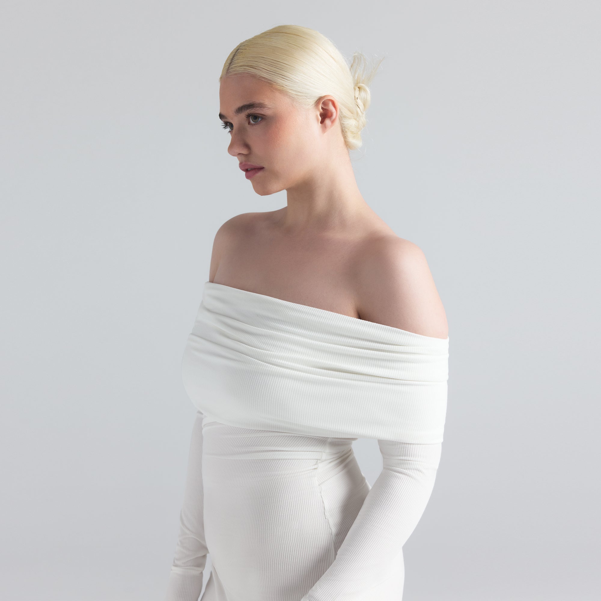 SOFT LOUNGE OFF THE SHOULDER MINI DRESS | MARBLE - Image 2