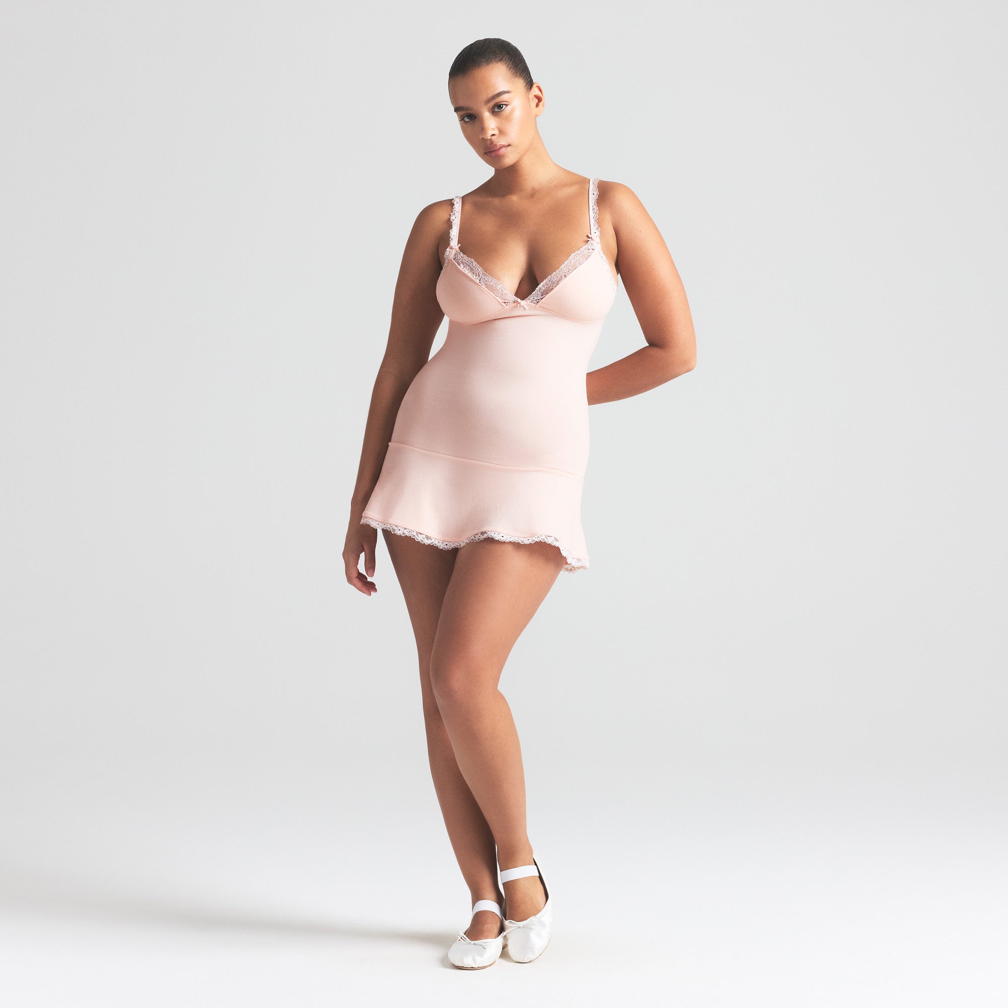 COTTON JERSEY LACE SLIP DRESS | PRIMROSE