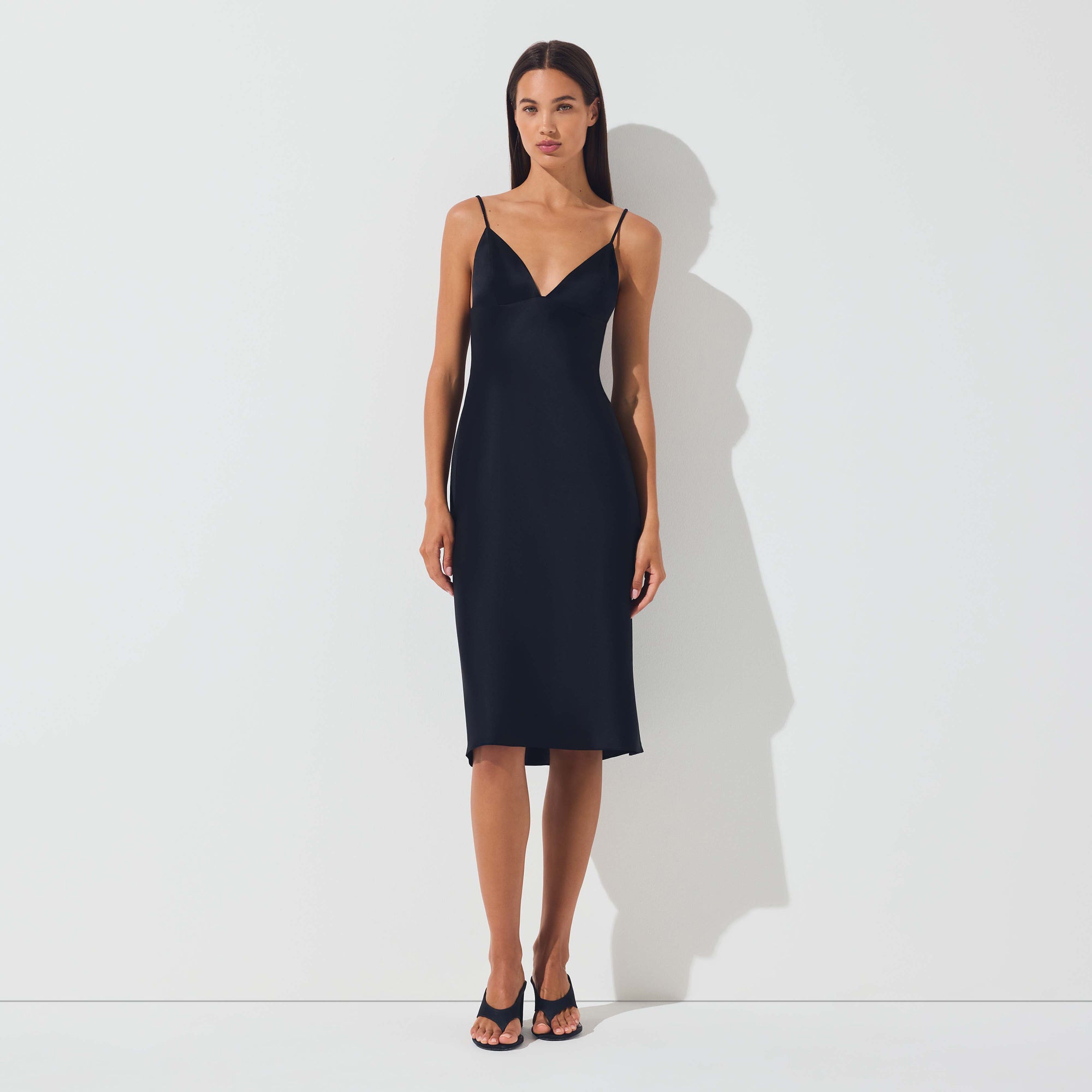SILK MIDI DRESS | ONYX