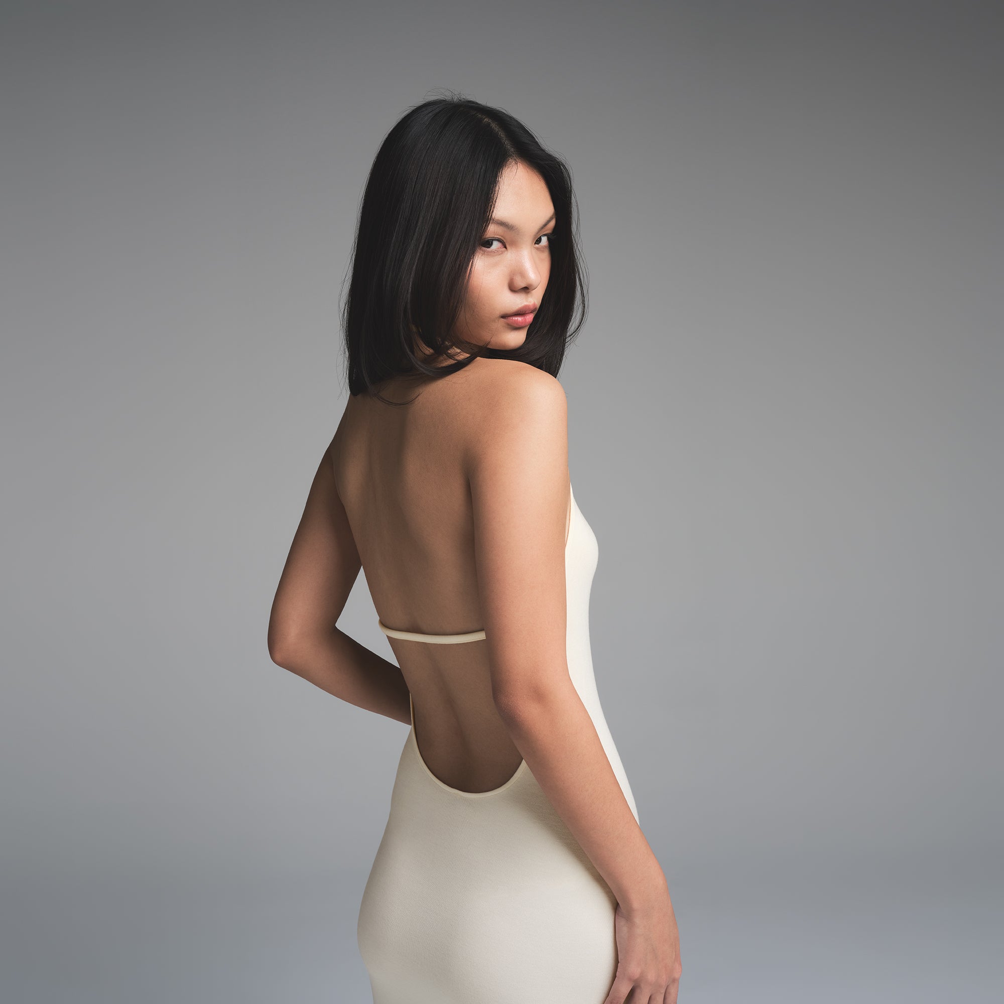 SKIMS CLOUD HALTER LONG DRESS | ECRU - Image 4