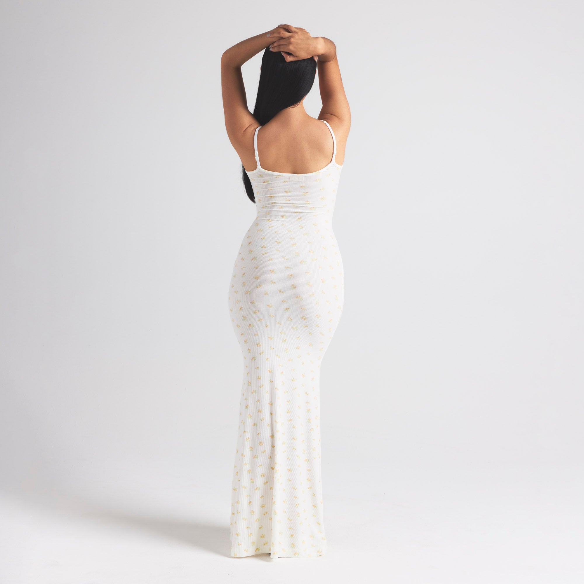 SOFT LOUNGE PETITE LONG SLIP DRESS | MARBLE GARDEN PRINT - Image 3