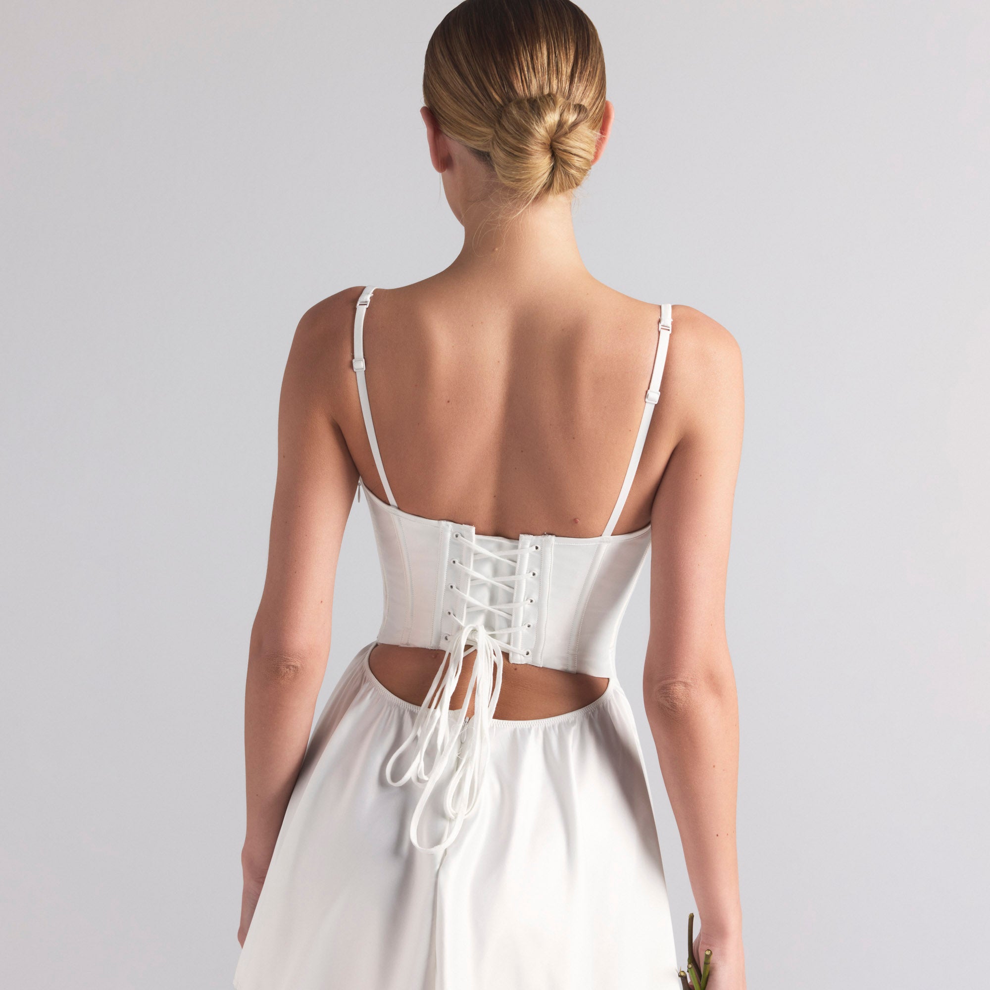 WOVEN SHINE CORSET DRESS | IVORY - Image 5