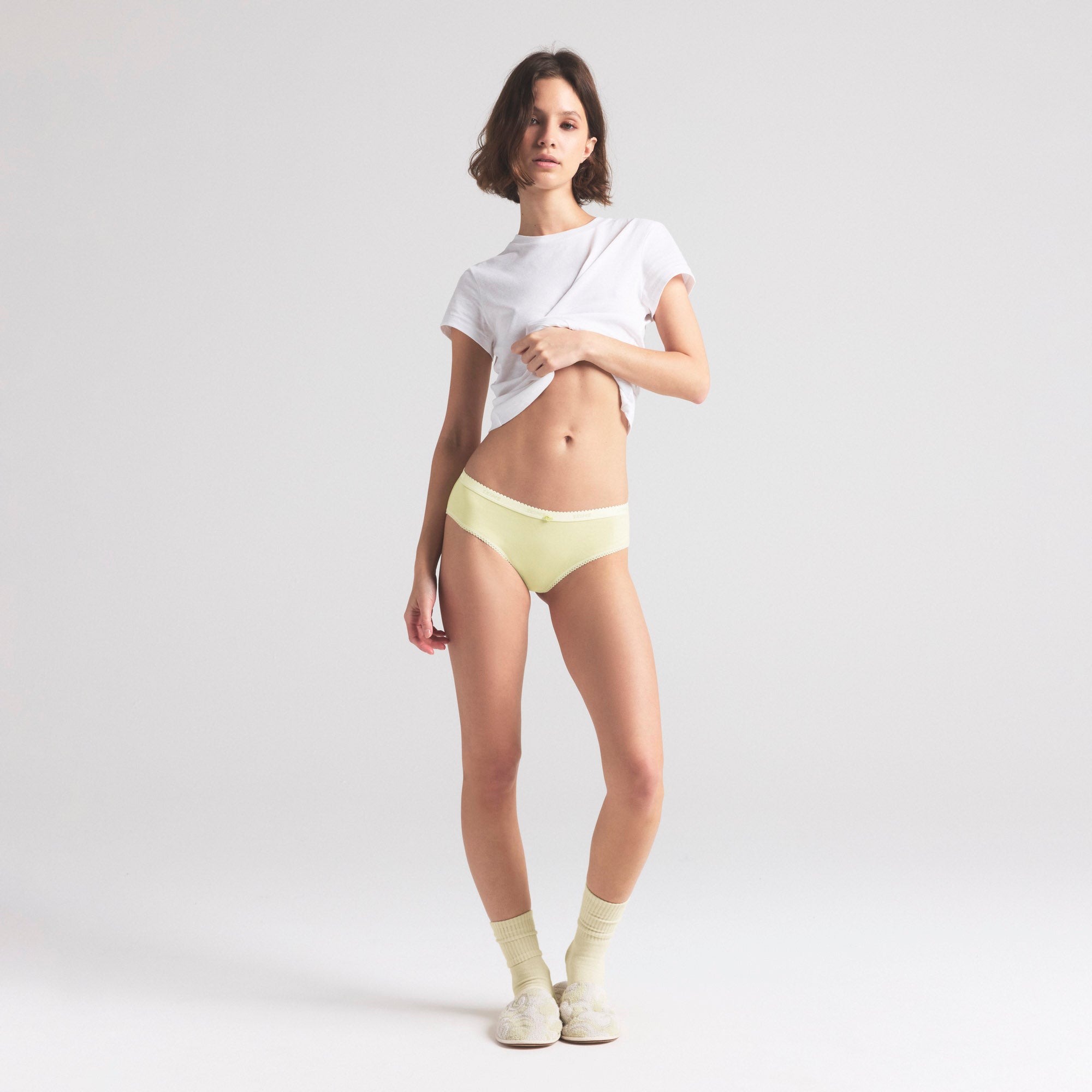 LIGHTWEIGHT COTTON LOGO PICOT HIPSTER | CITRON