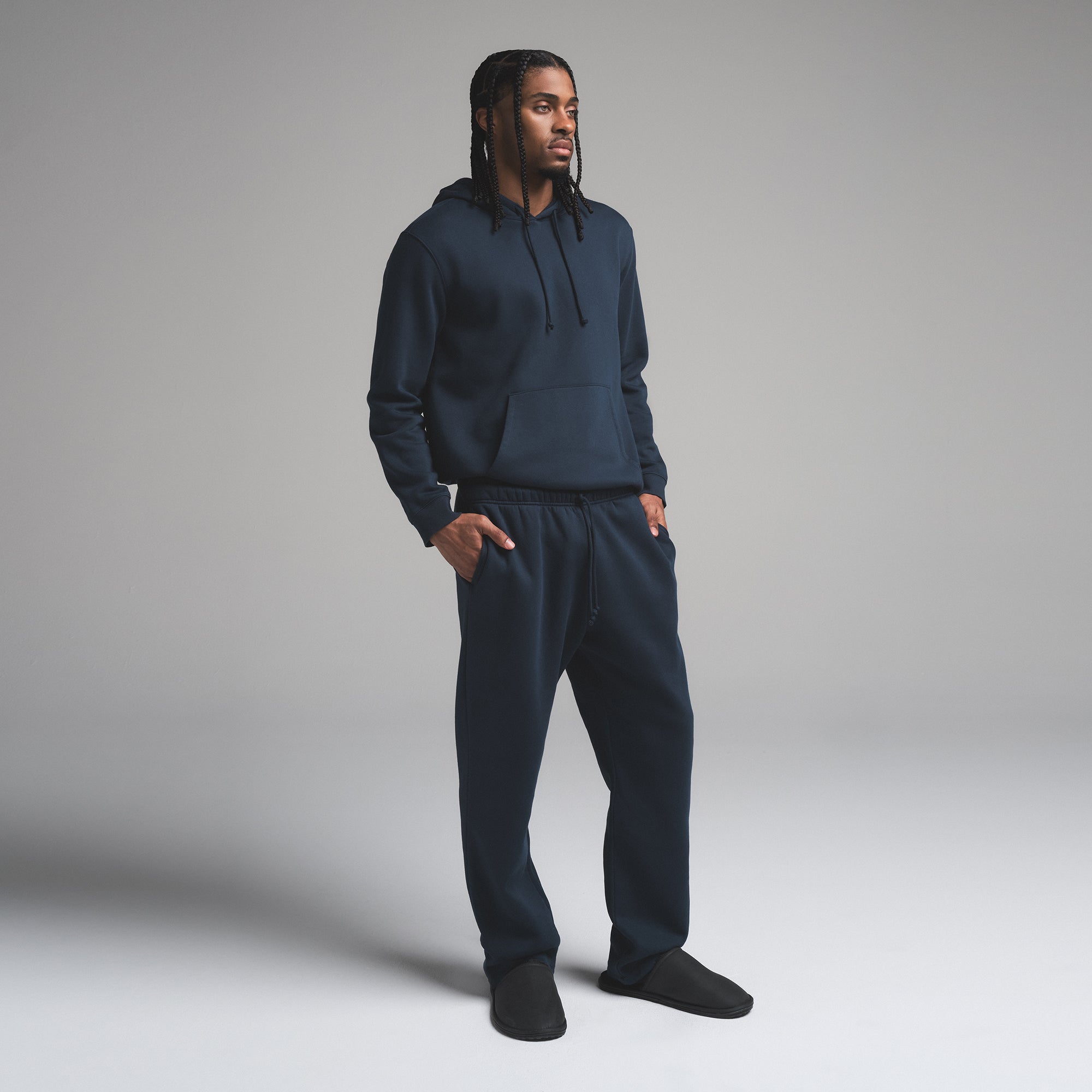 FLEECE LOUNGE MENS CLASSIC STRAIGHT LEG PANT | NAVY - Image 4