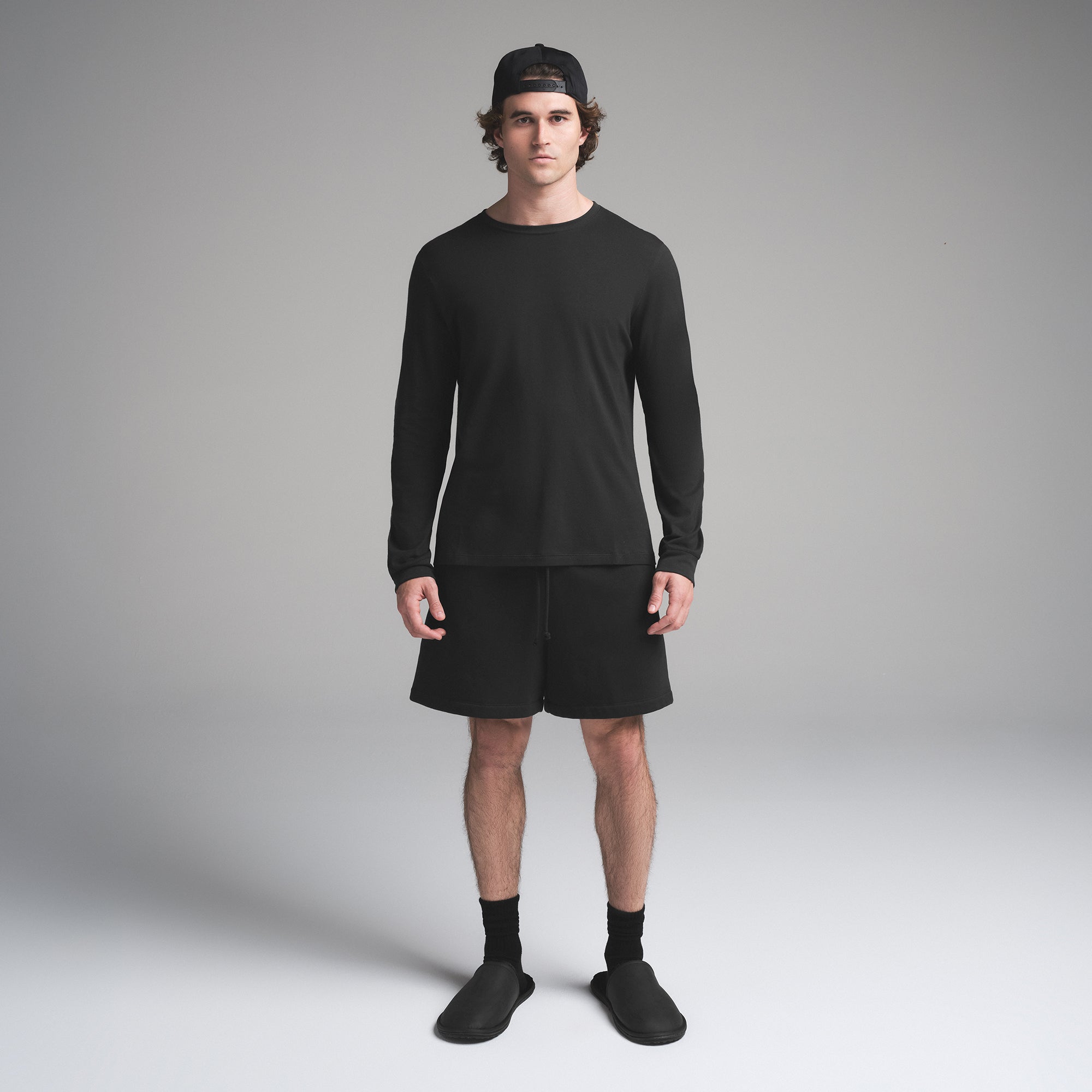 SKIMS COTTON MENS CLASSIC LONG SLEEVE T-SHIRT | ONYX