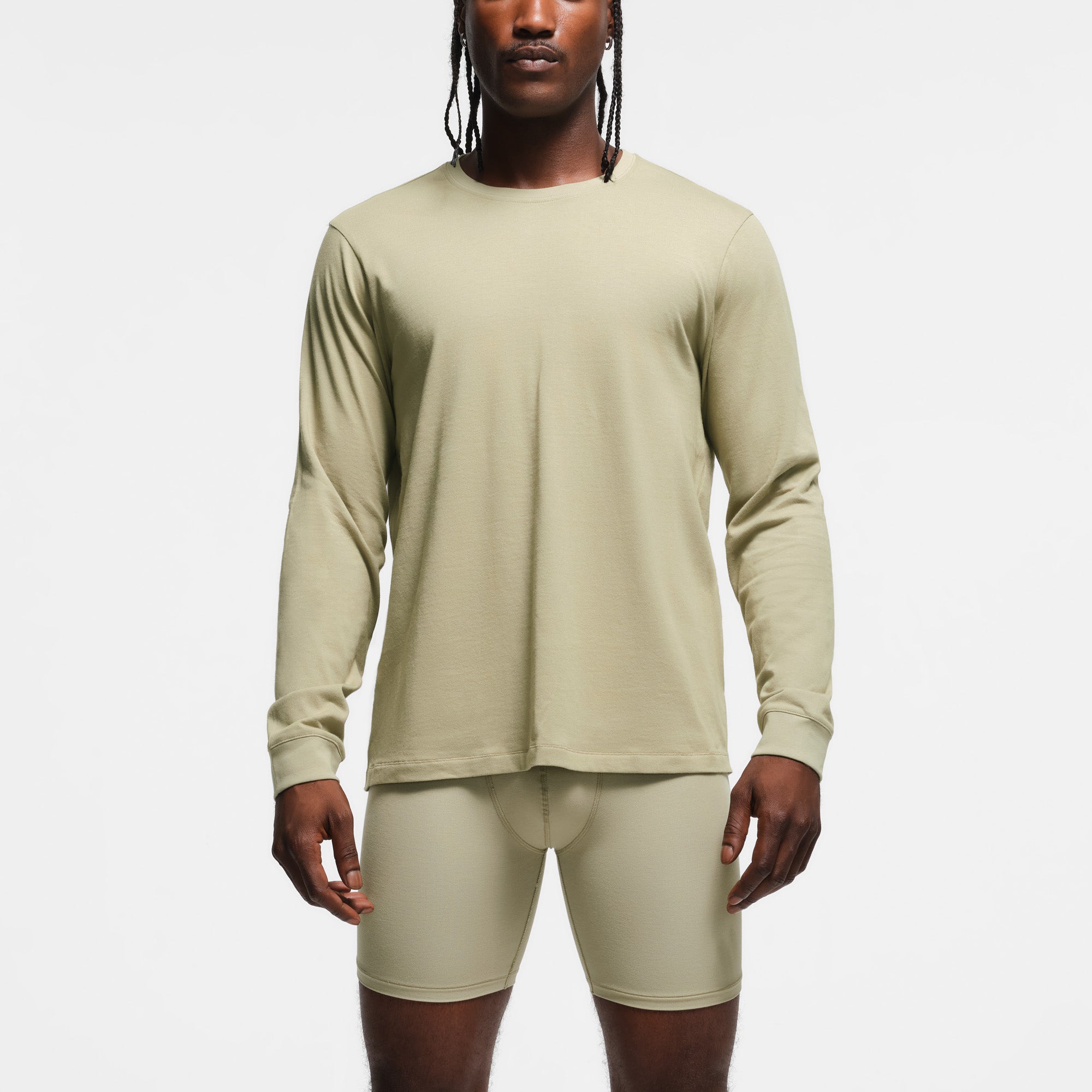 SKIMS COTTON MENS CLASSIC LONG SLEEVE T-SHIRT | PHOSPHORUS