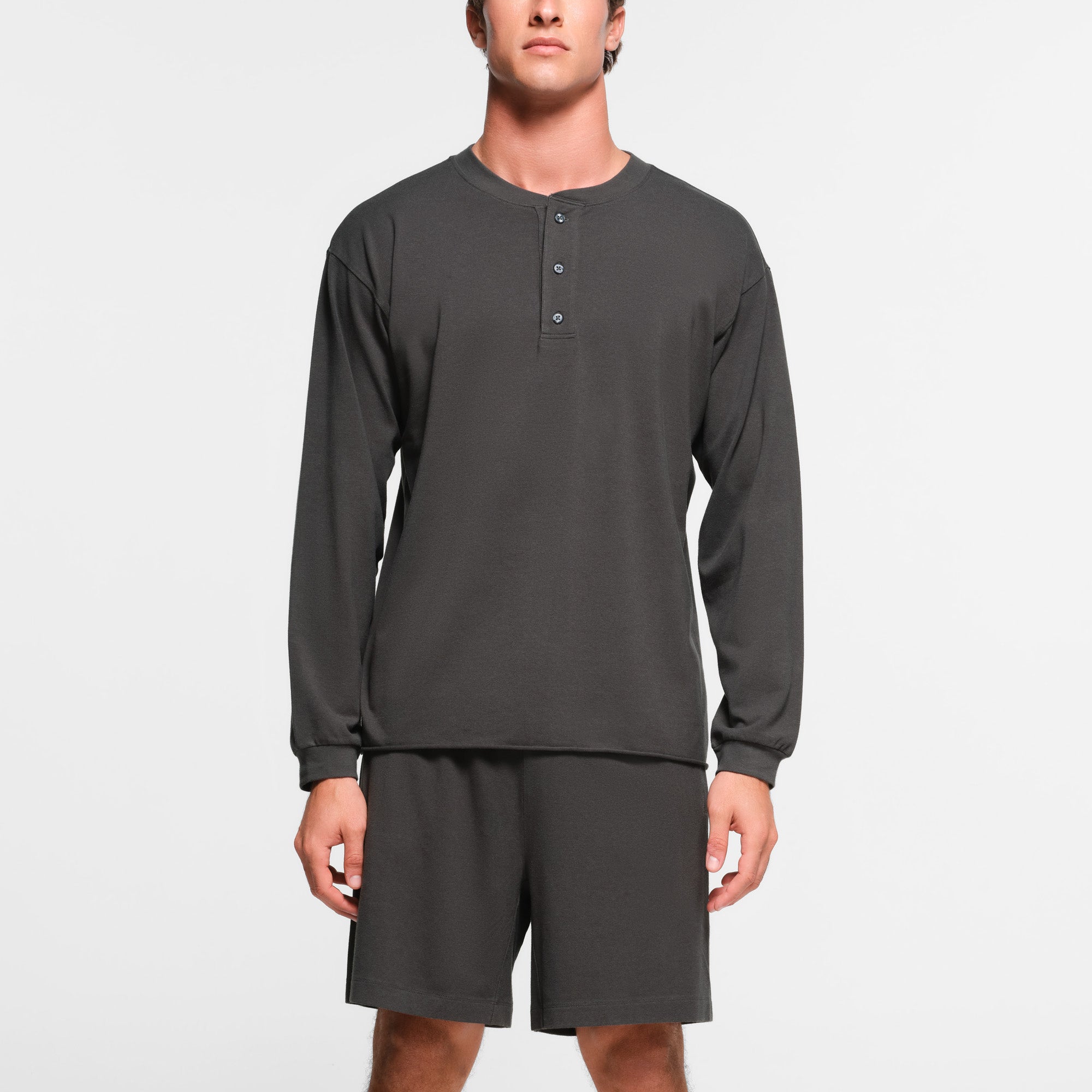 JERSEY LOUNGE MENS RELAXED HENLEY | ASH