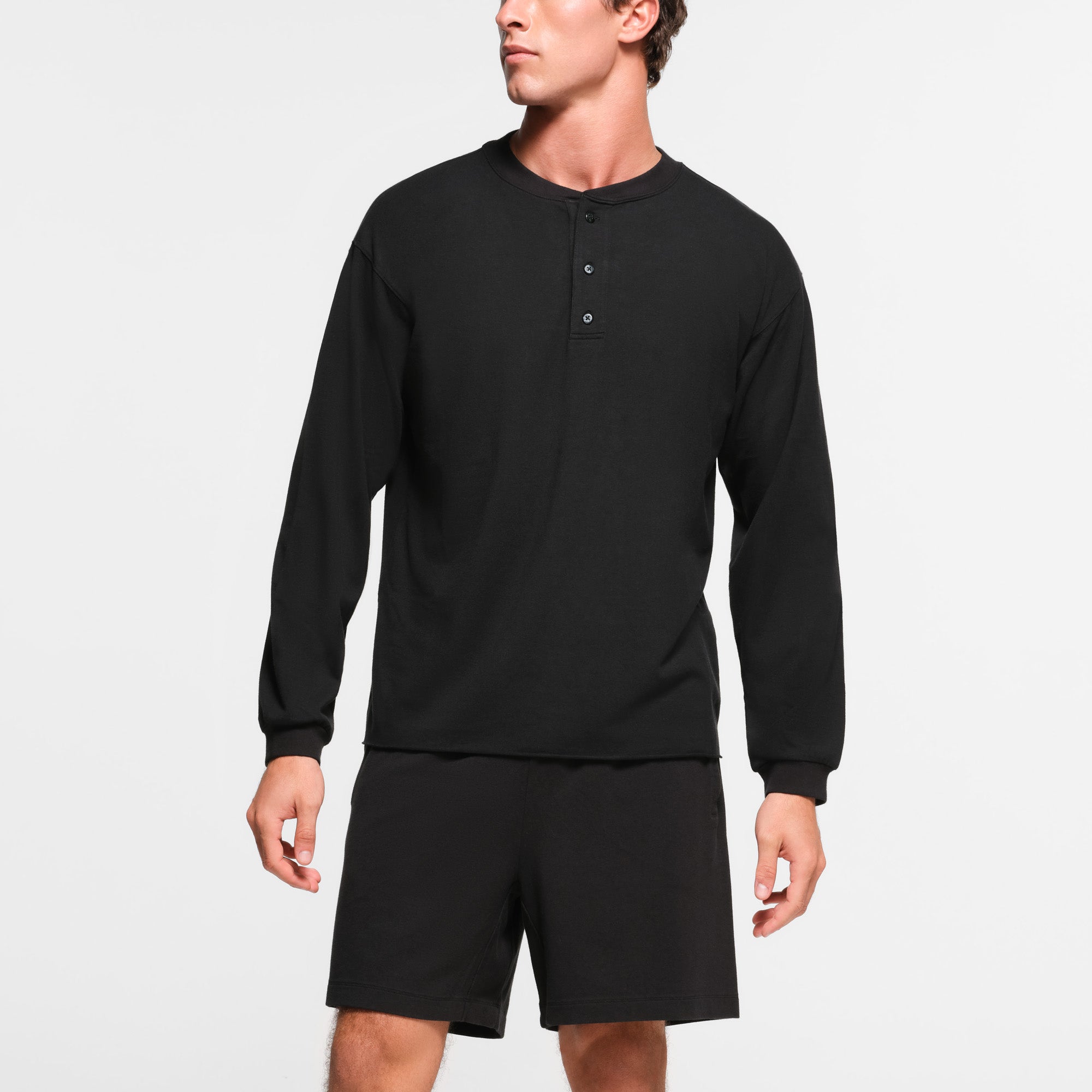 JERSEY LOUNGE MENS RELAXED HENLEY | OBSIDIAN