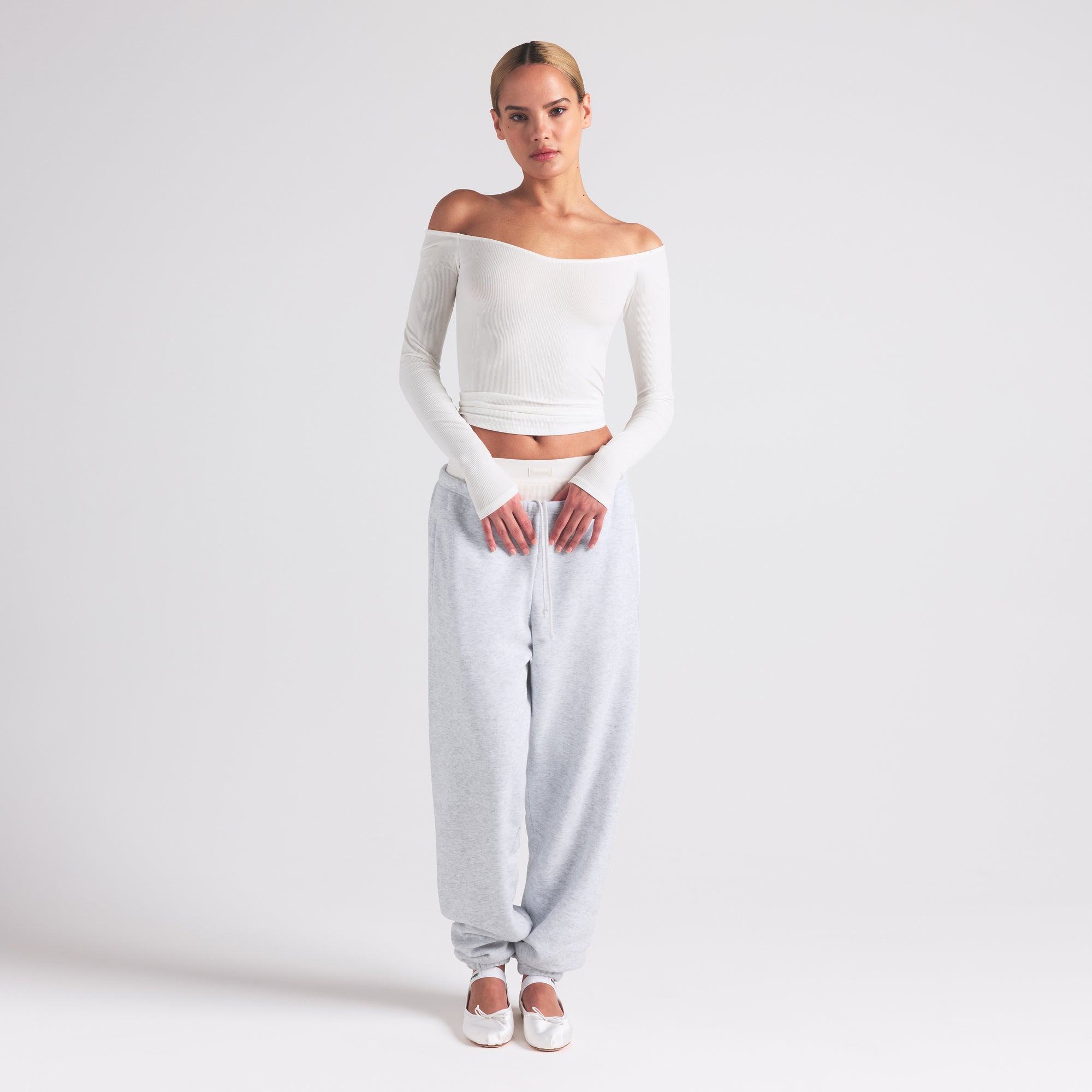 SOFT LOUNGE OFF THE SHOULDER TOP | MARBLE