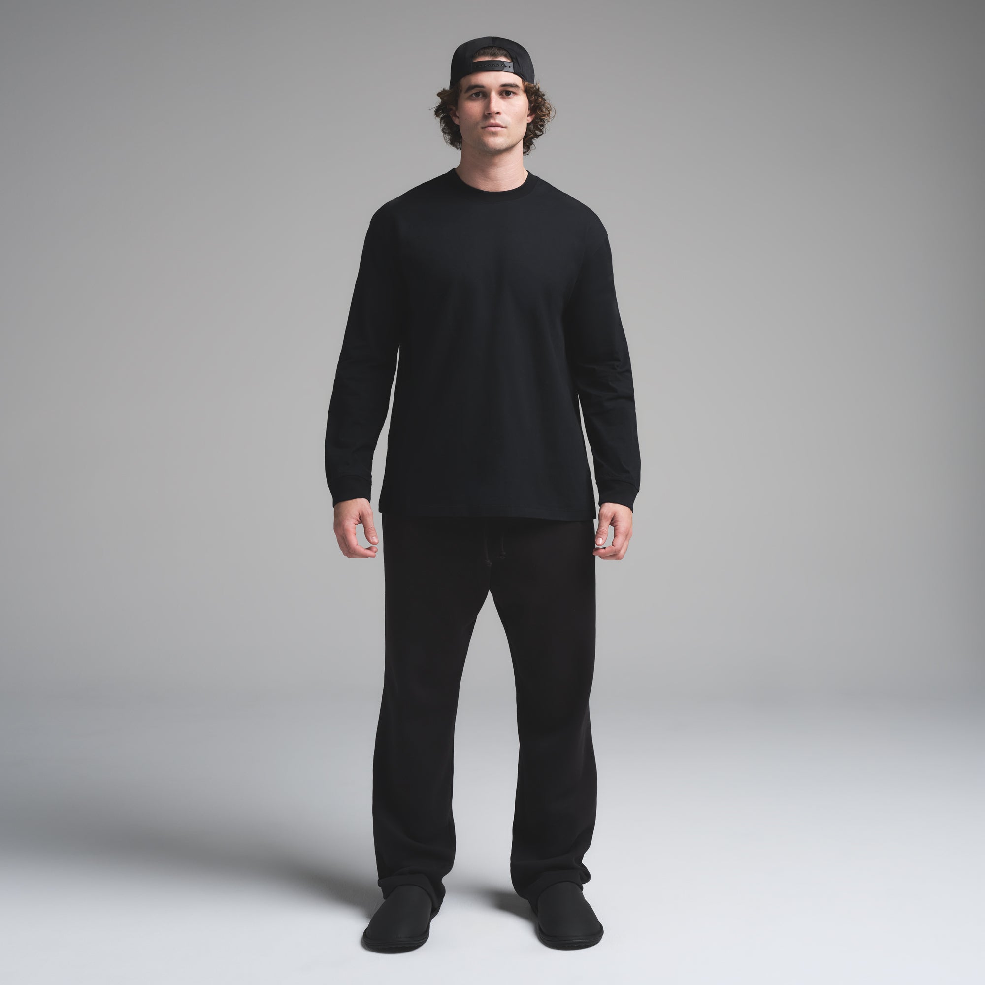 HEAVYWEIGHT COTTON MENS RELAXED LONG SLEEVE T-SHIRT | OBSIDIAN