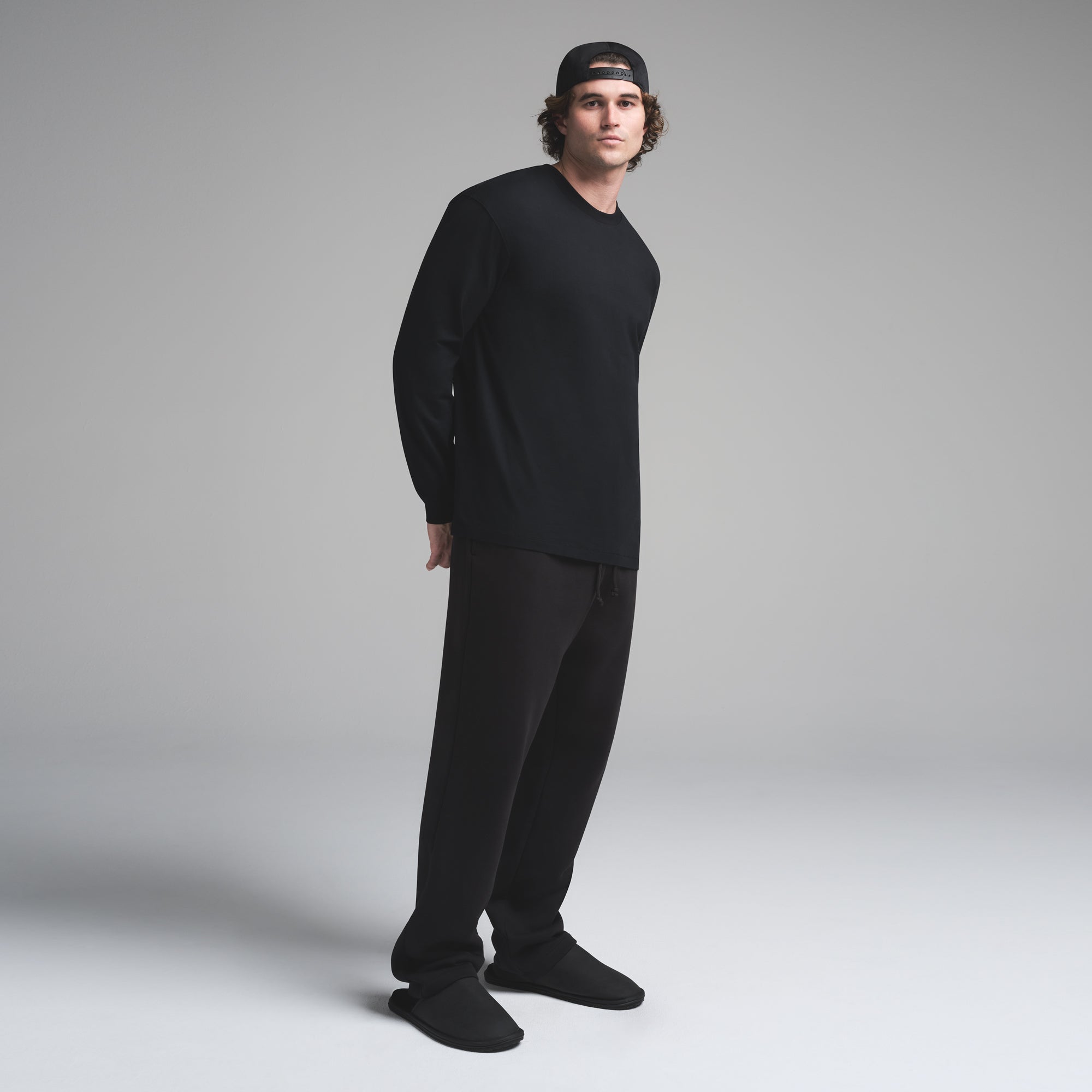 HEAVYWEIGHT COTTON MENS RELAXED LONG SLEEVE T-SHIRT | OBSIDIAN - Image 3