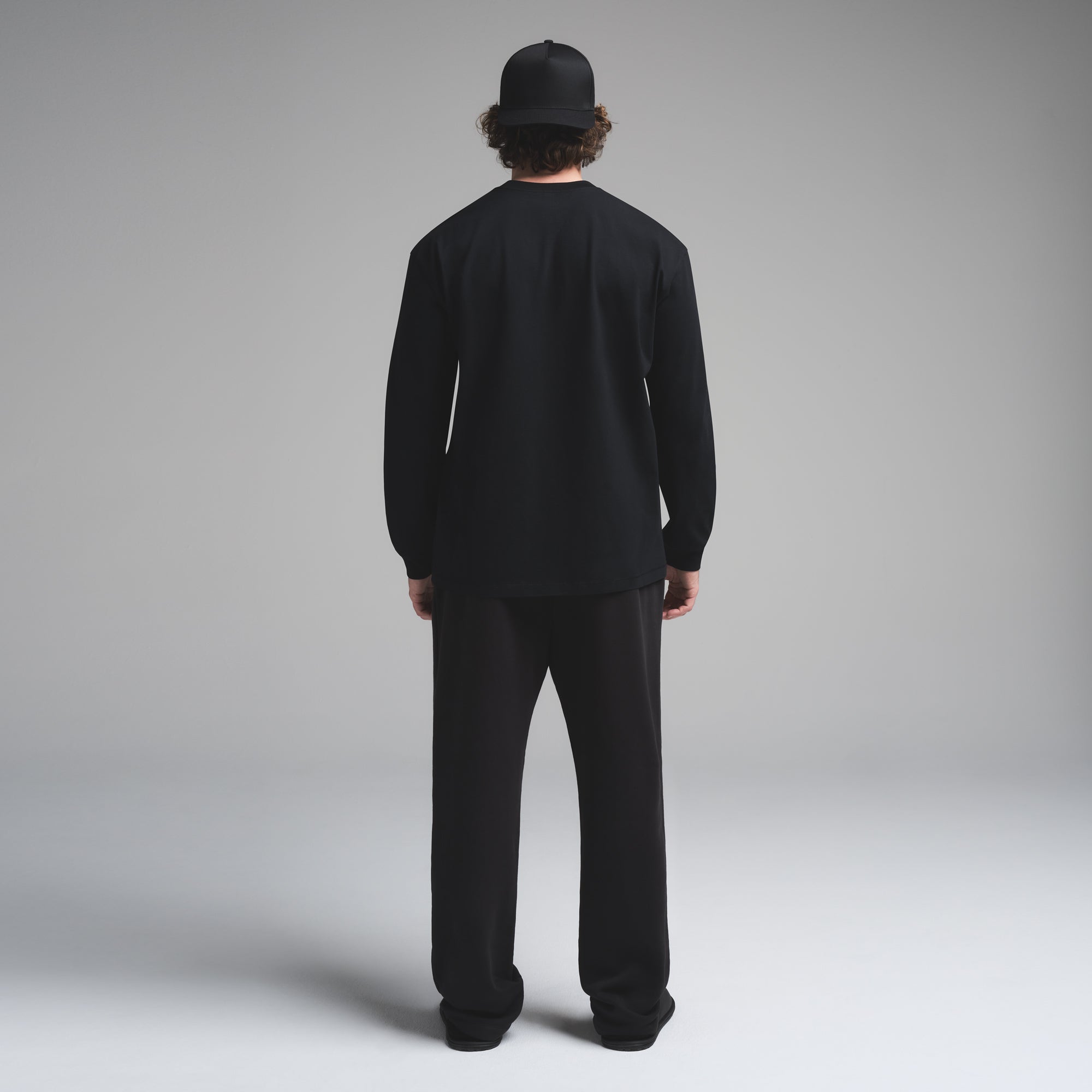 HEAVYWEIGHT COTTON MENS RELAXED LONG SLEEVE T-SHIRT | OBSIDIAN - Image 4