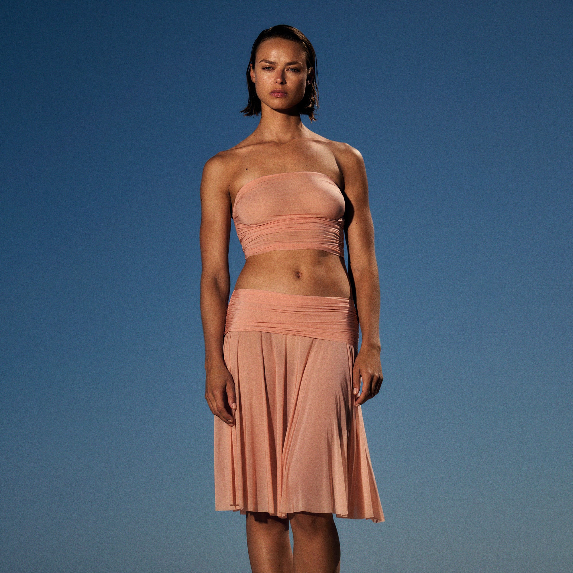 MILKY SHEER MIDI SKIRT | DESERT CLAY - Image 5