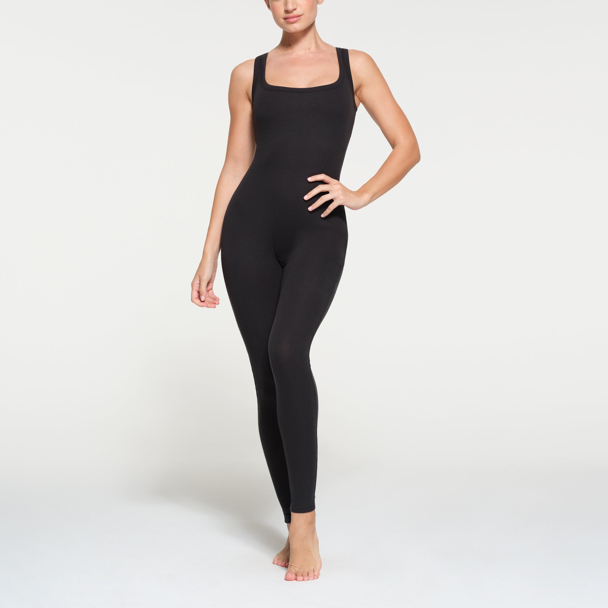 COTTON RIB TANK CATSUIT | SOOT