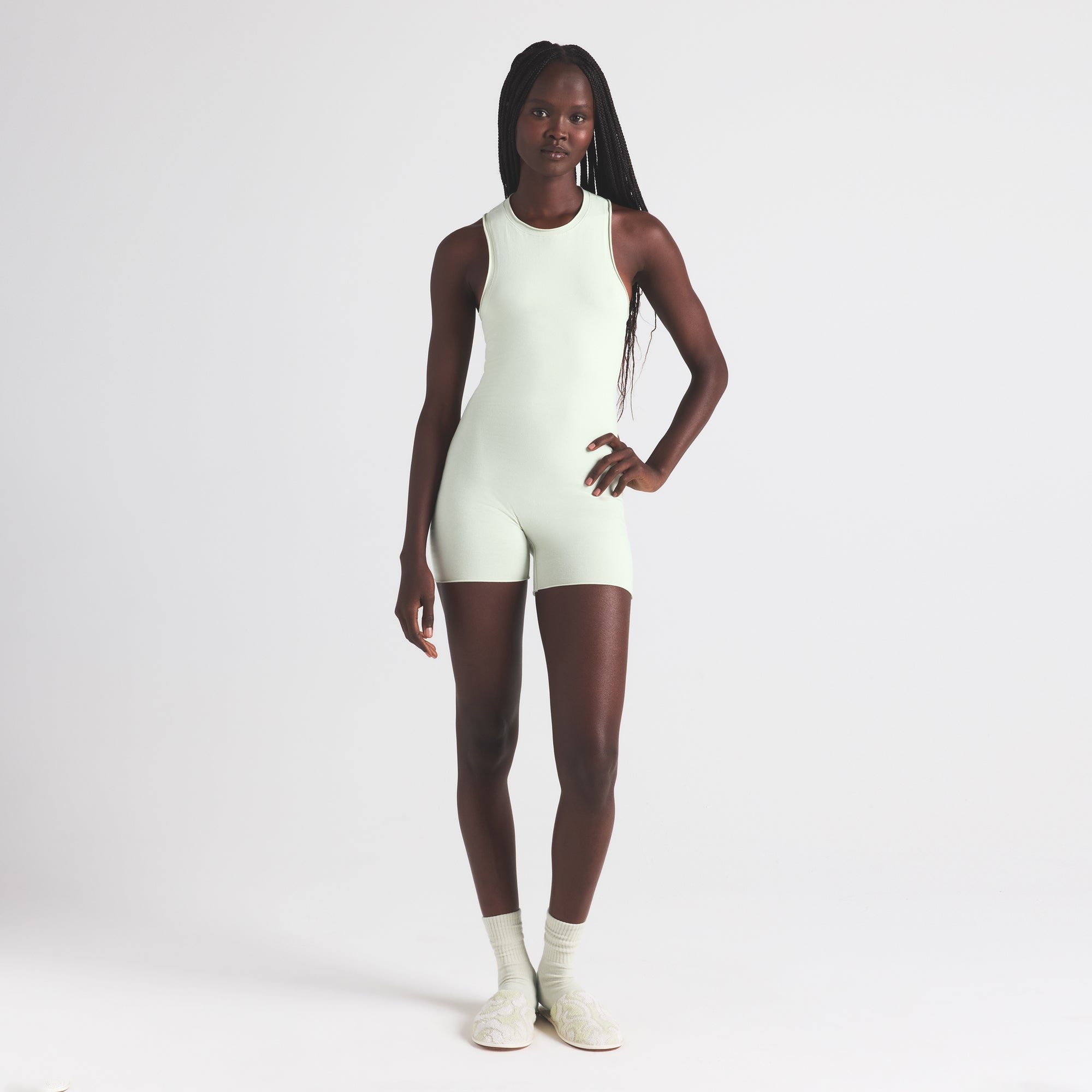 COTTON JERSEY TANK ONESIE | SPEARMINT