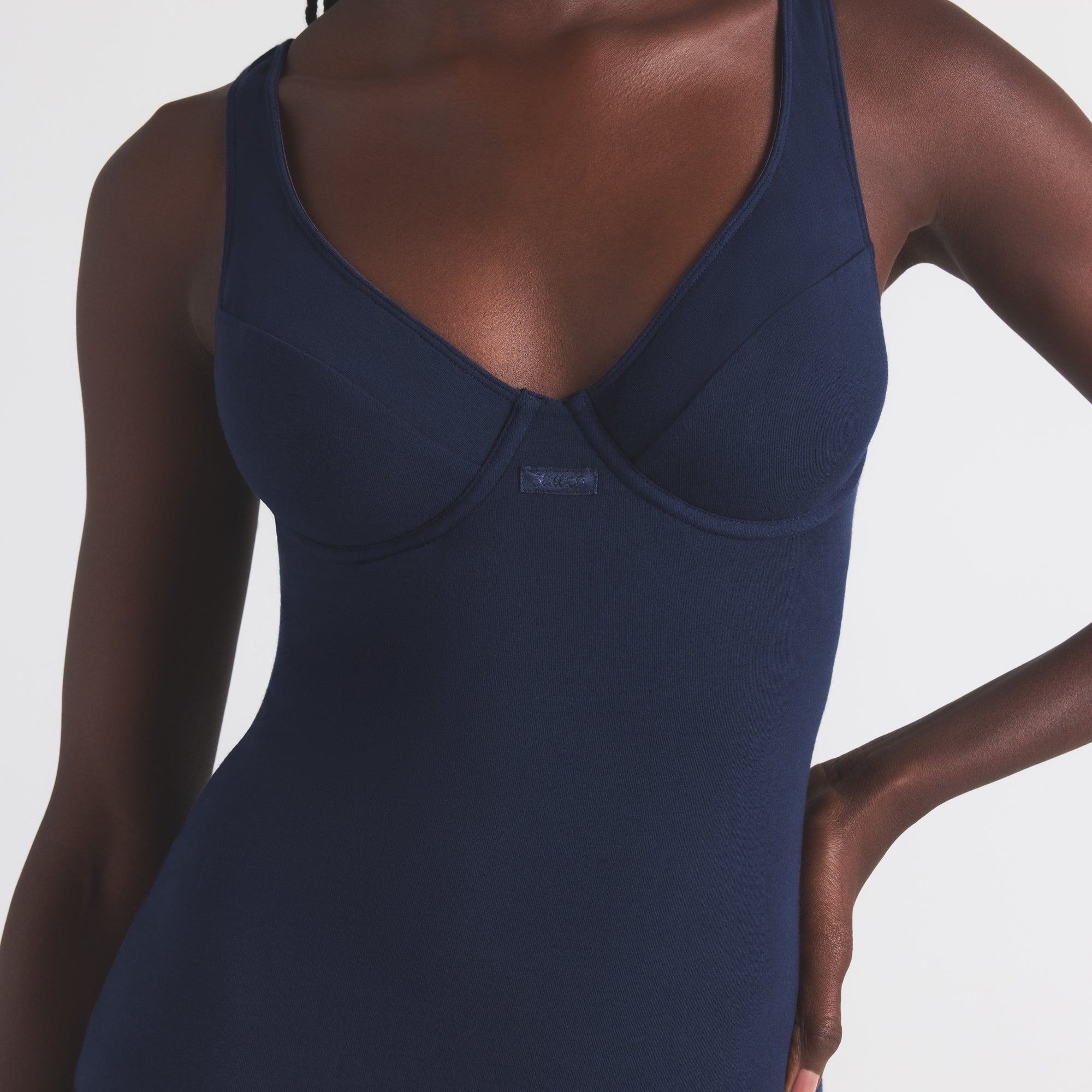 COTTON JERSEY UNDERWIRE BODYSUIT | NAVY - Image 3