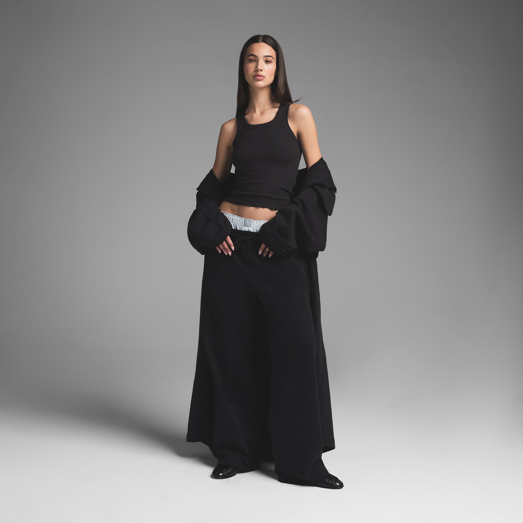 BOYFRIEND FLEECE TRENCH COAT | WASHED ONYX - Image 3