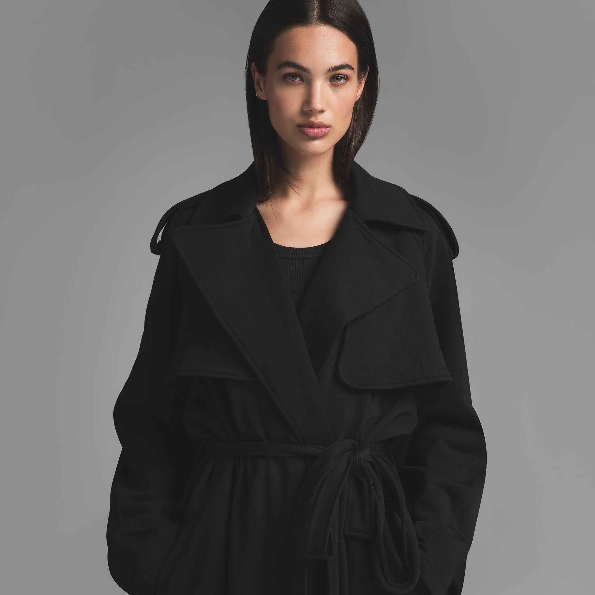 BOYFRIEND FLEECE TRENCH COAT | WASHED ONYX - Image 2