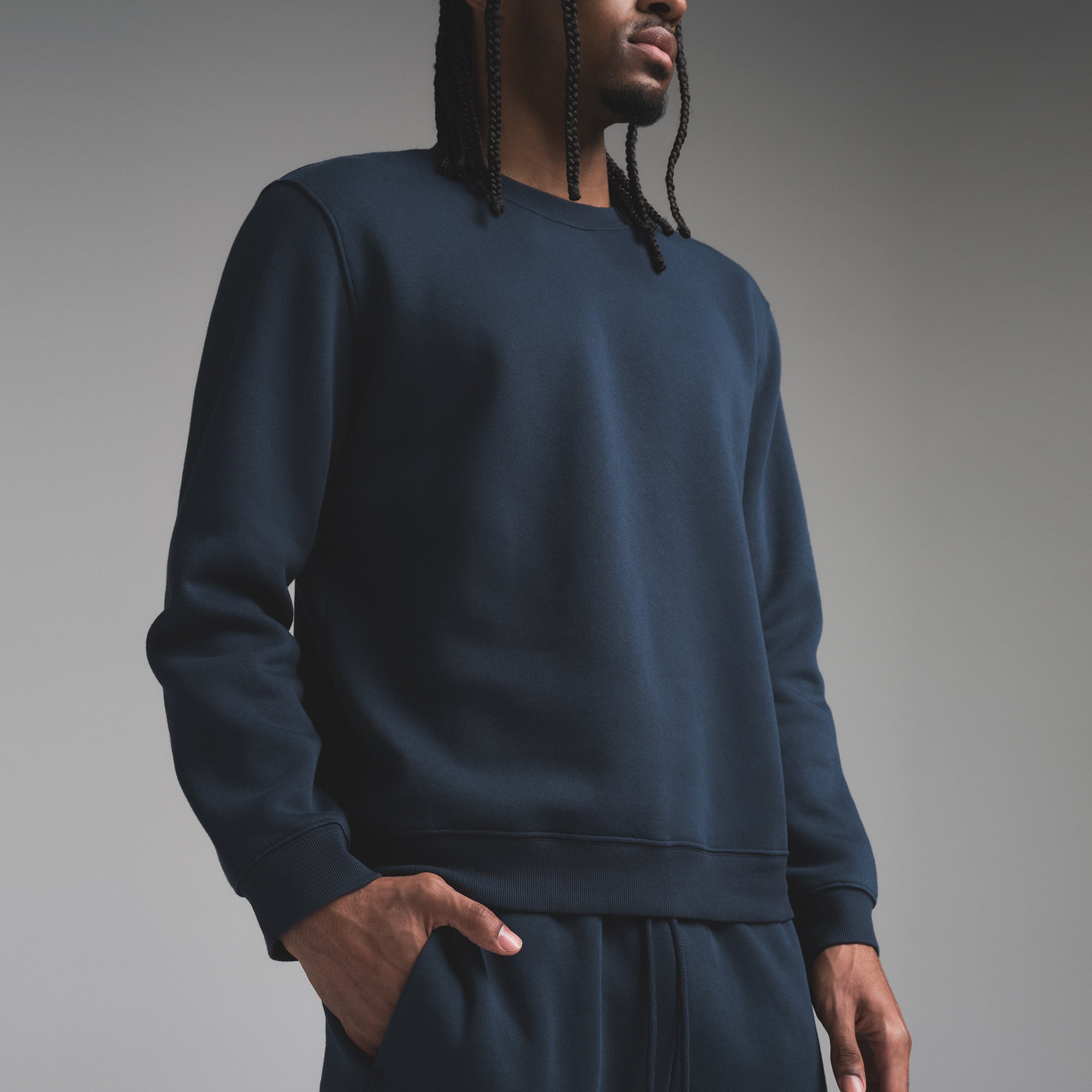 FLEECE LOUNGE MENS CLASSIC CREWNECK | NAVY - Image 2