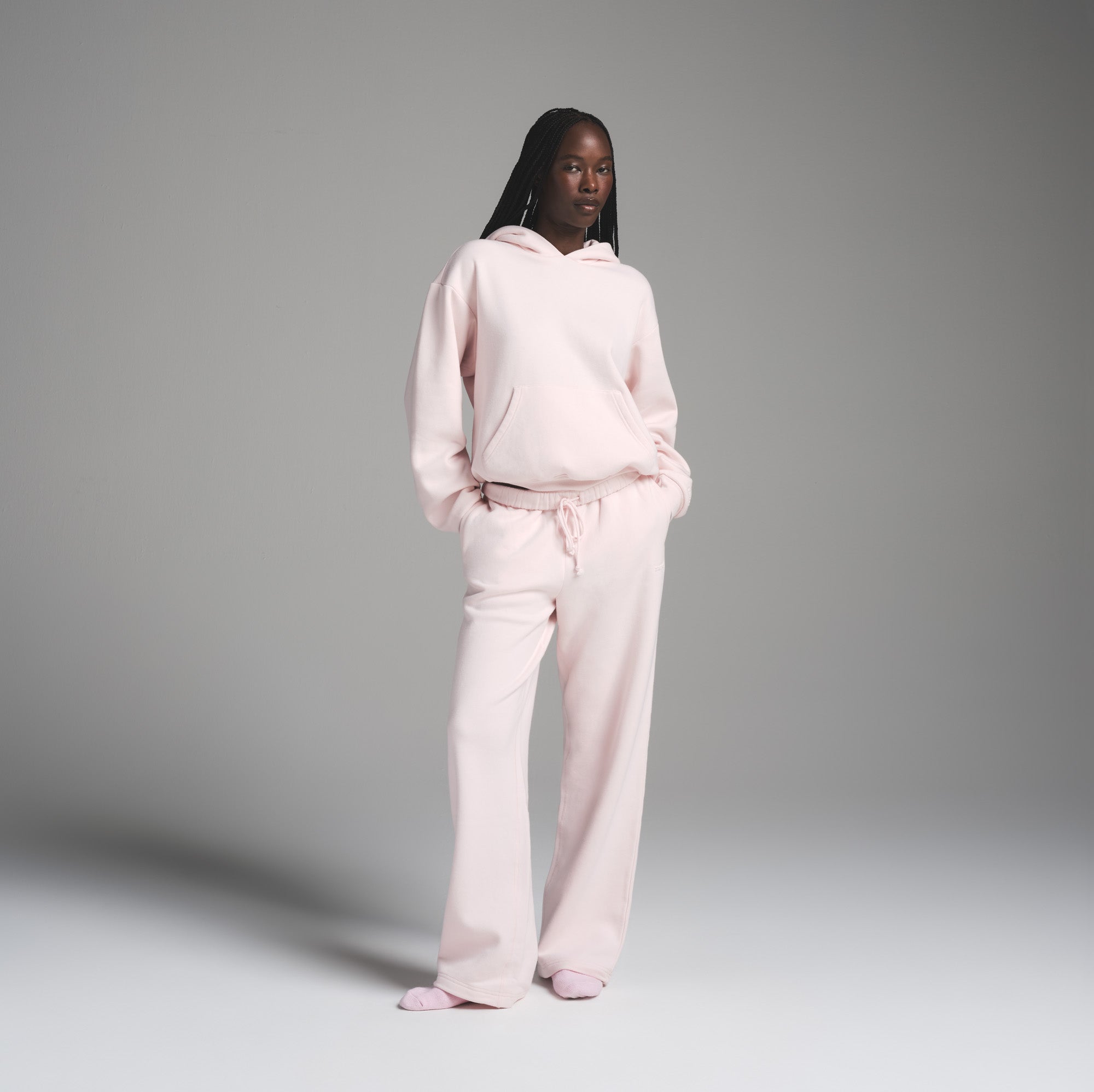 COTTON FLEECE CLASSIC HOODIE | BARELY PINK