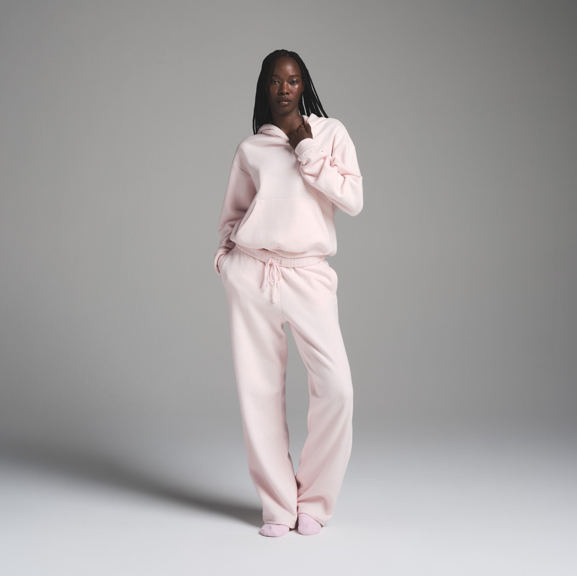 COTTON FLEECE CLASSIC HOODIE | BARELY PINK - Image 4