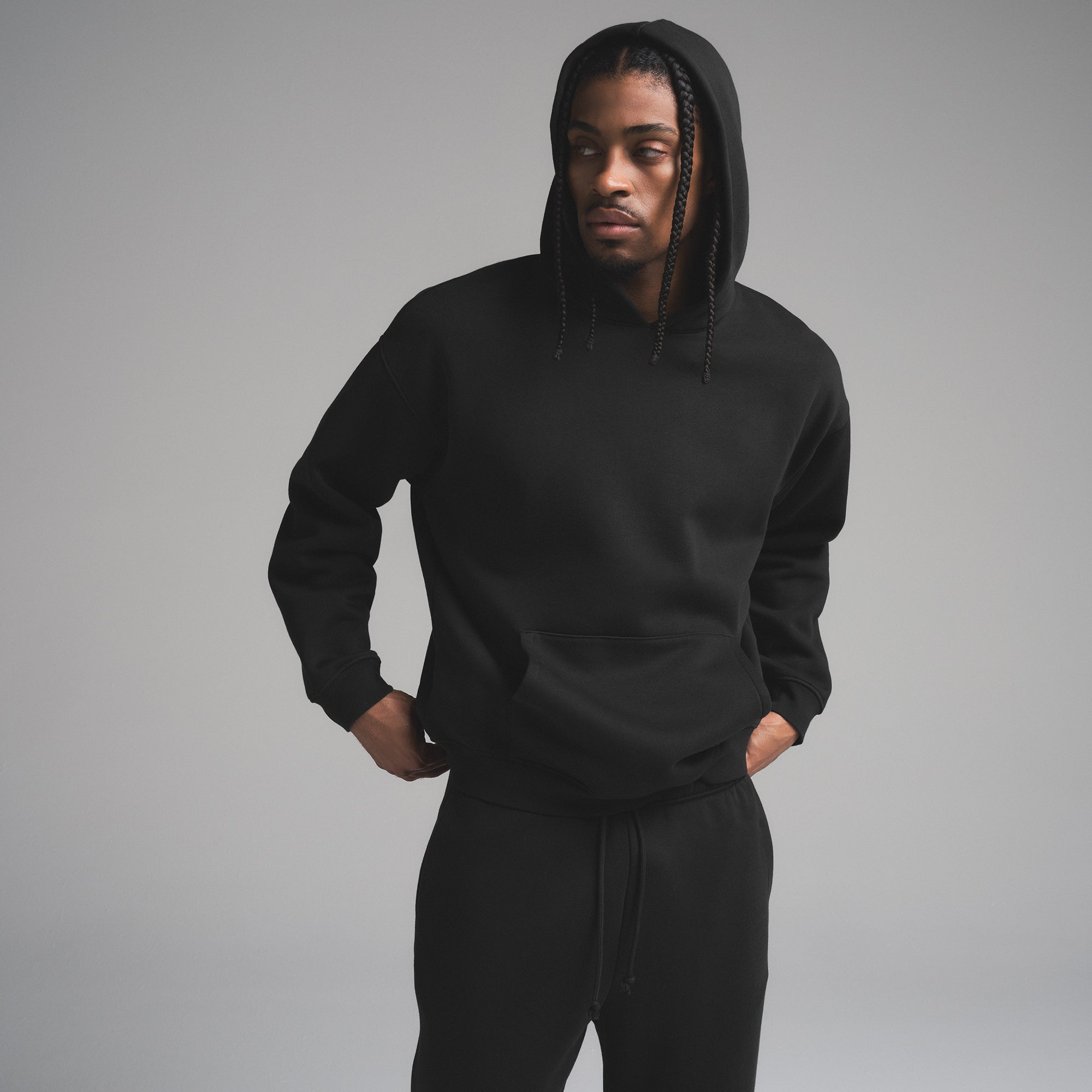FLEECE LOUNGE MENS RELAXED HOODIE | WASHED ONYX - Image 2