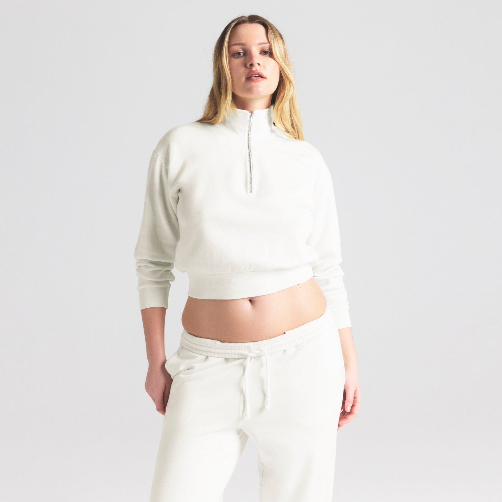 LIGHTWEIGHT FLEECE SHRUNKEN QUARTER ZIP | MARBLE