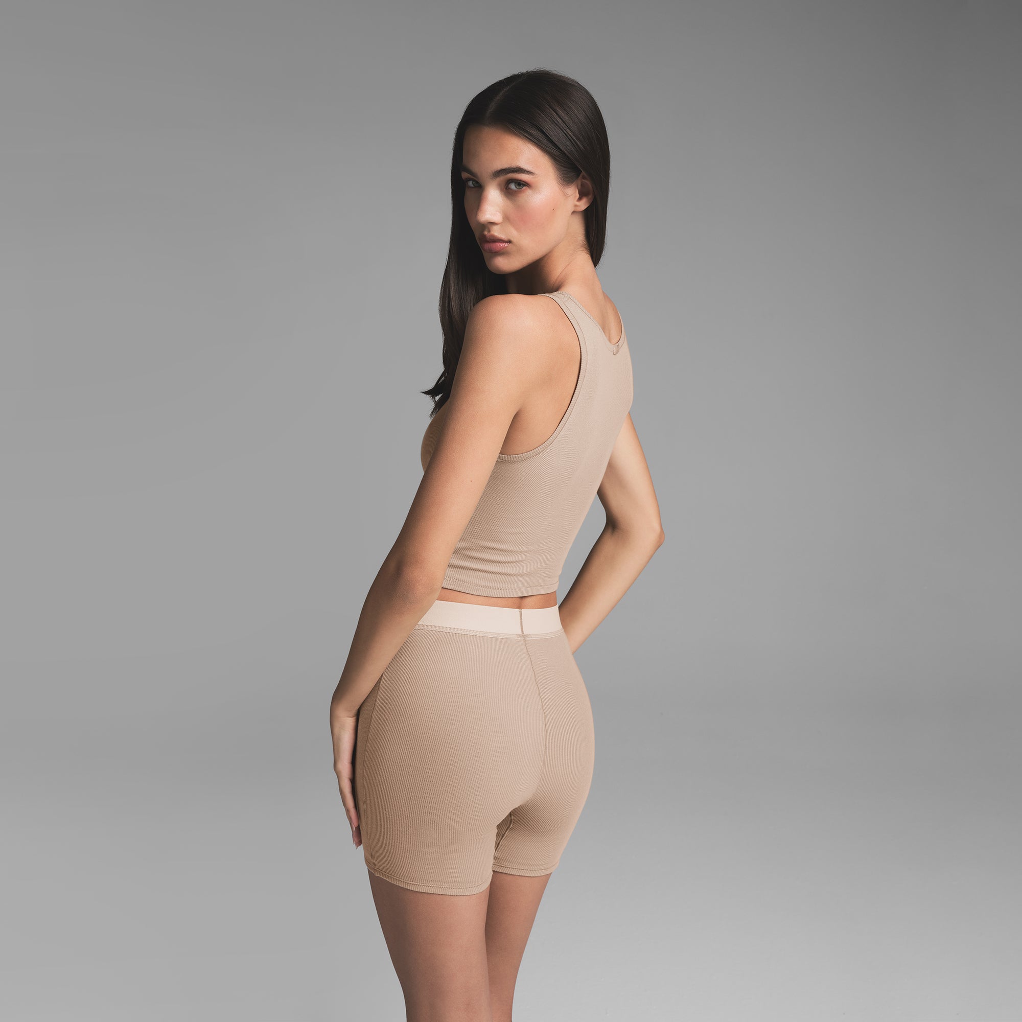 COTTON RIB BOXER | LATTE - Image 3