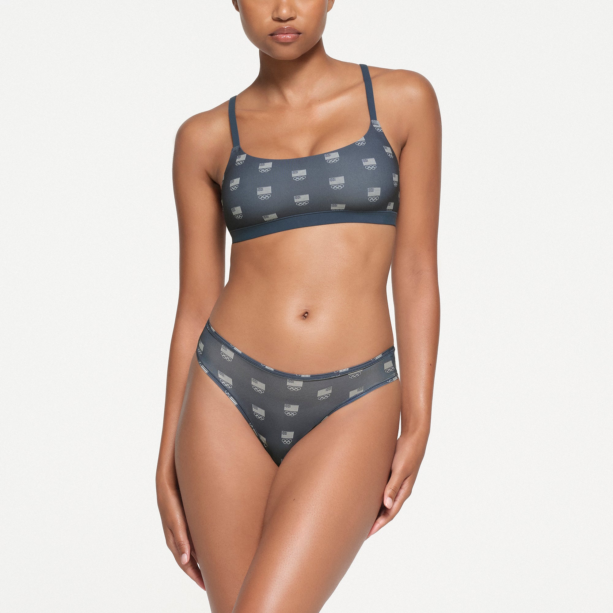 SKIMS FOR TEAM USA FITS EVERYBODY OLYMPIC DIPPED FRONT THONG | NAVY