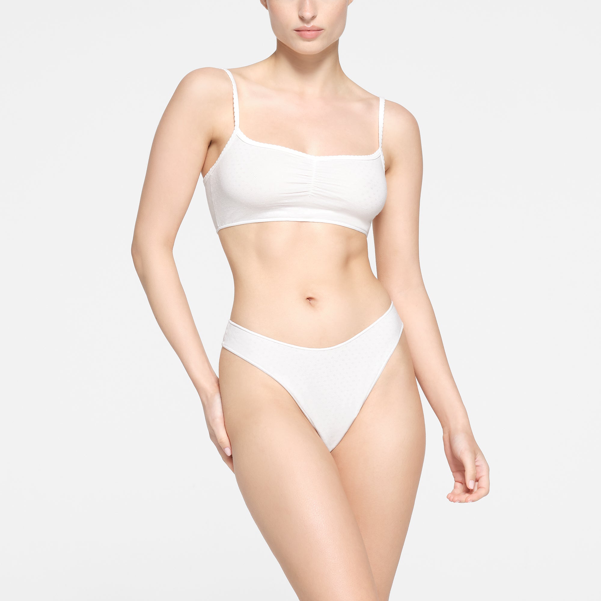 MICRO POINTELLE DIPPED THONG | MARBLE