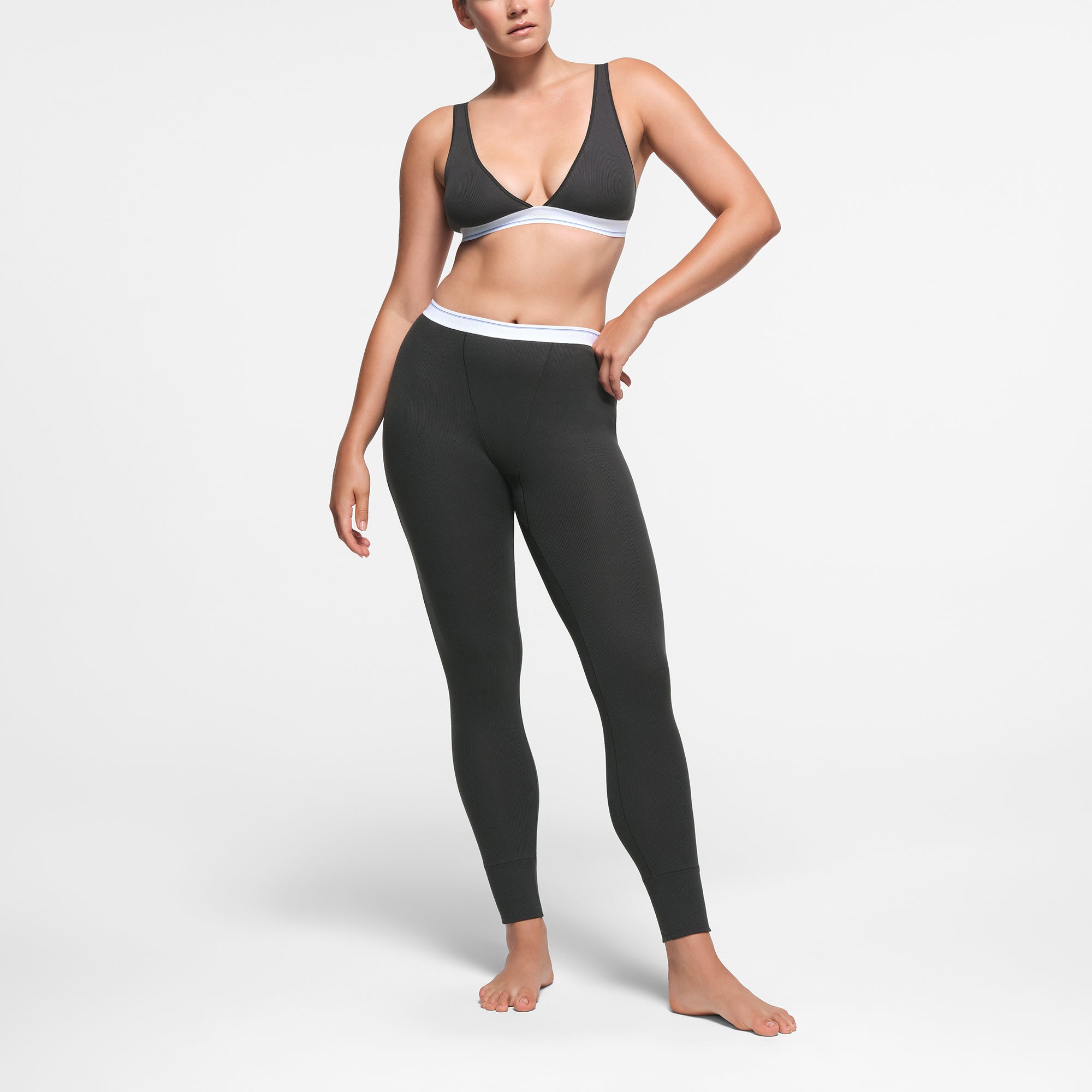 COTTON RIB LEGGING | SOOT STRIPE