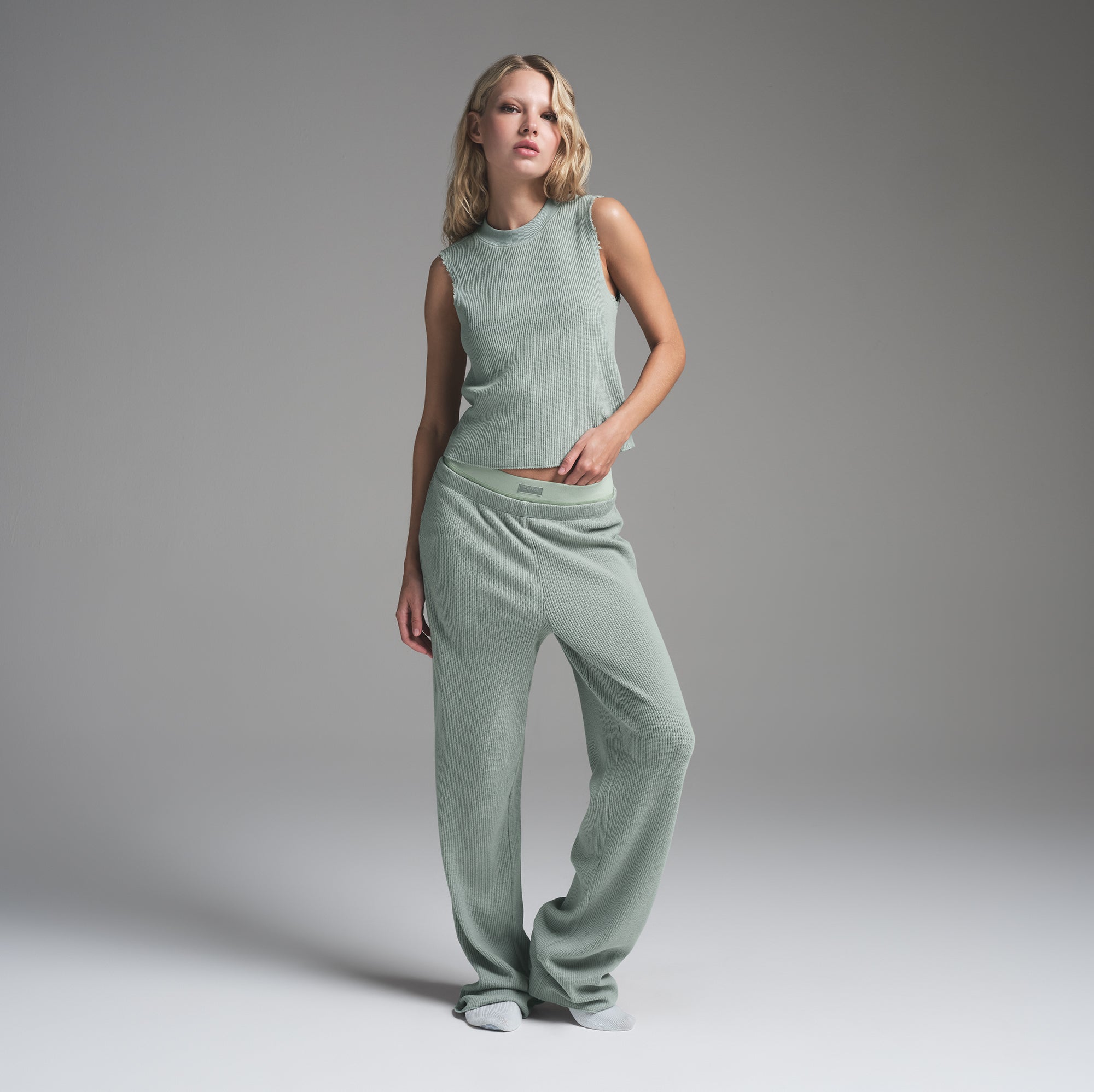 HEAVY WAFFLE STRAIGHT LEG PANT | VAPOR