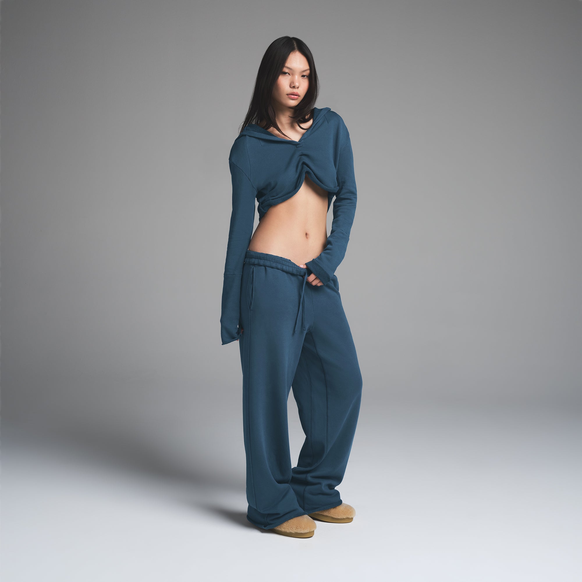 FRENCH TERRY WIDE LEG PANT | INDIGO - Image 3
