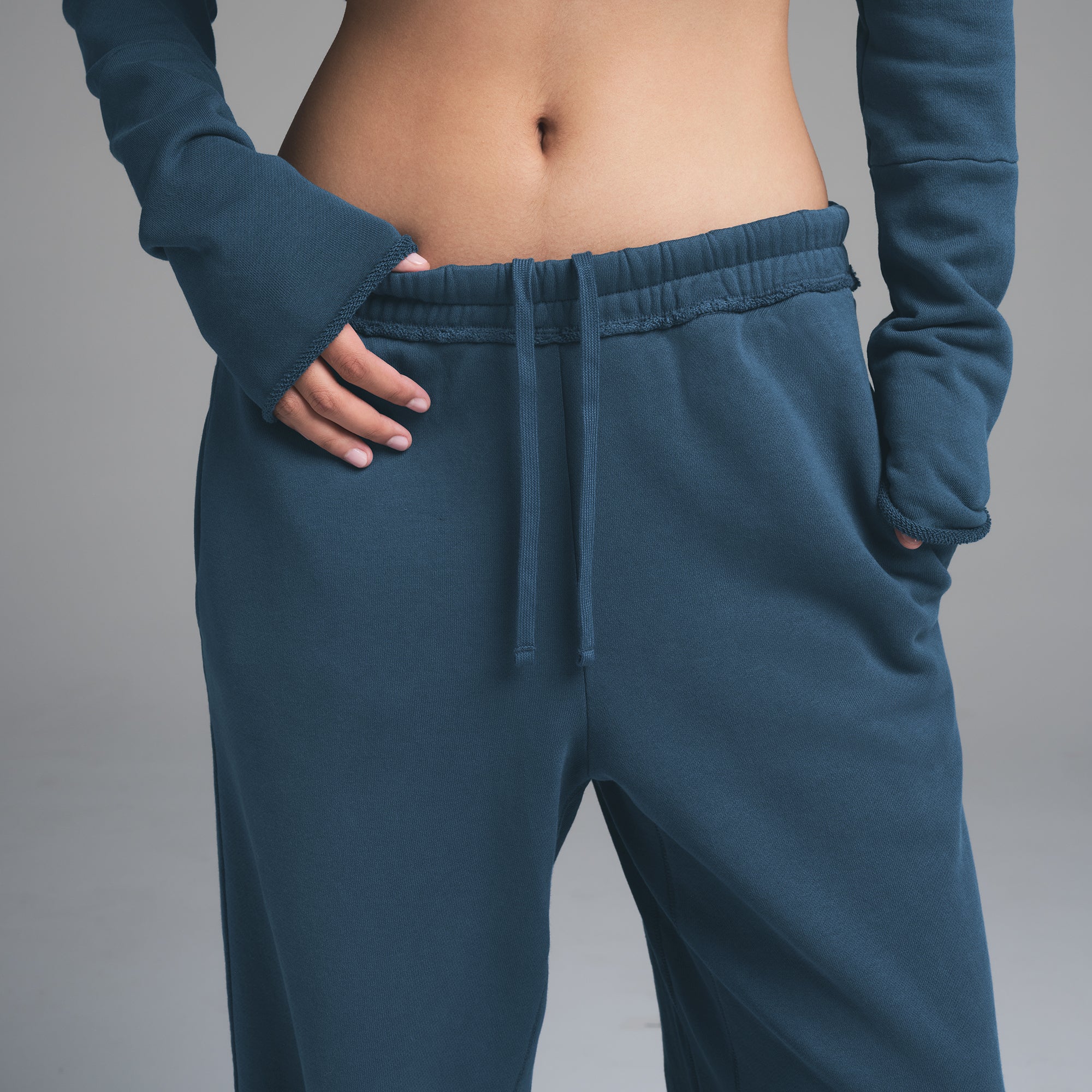 FRENCH TERRY WIDE LEG PANT | INDIGO - Image 2