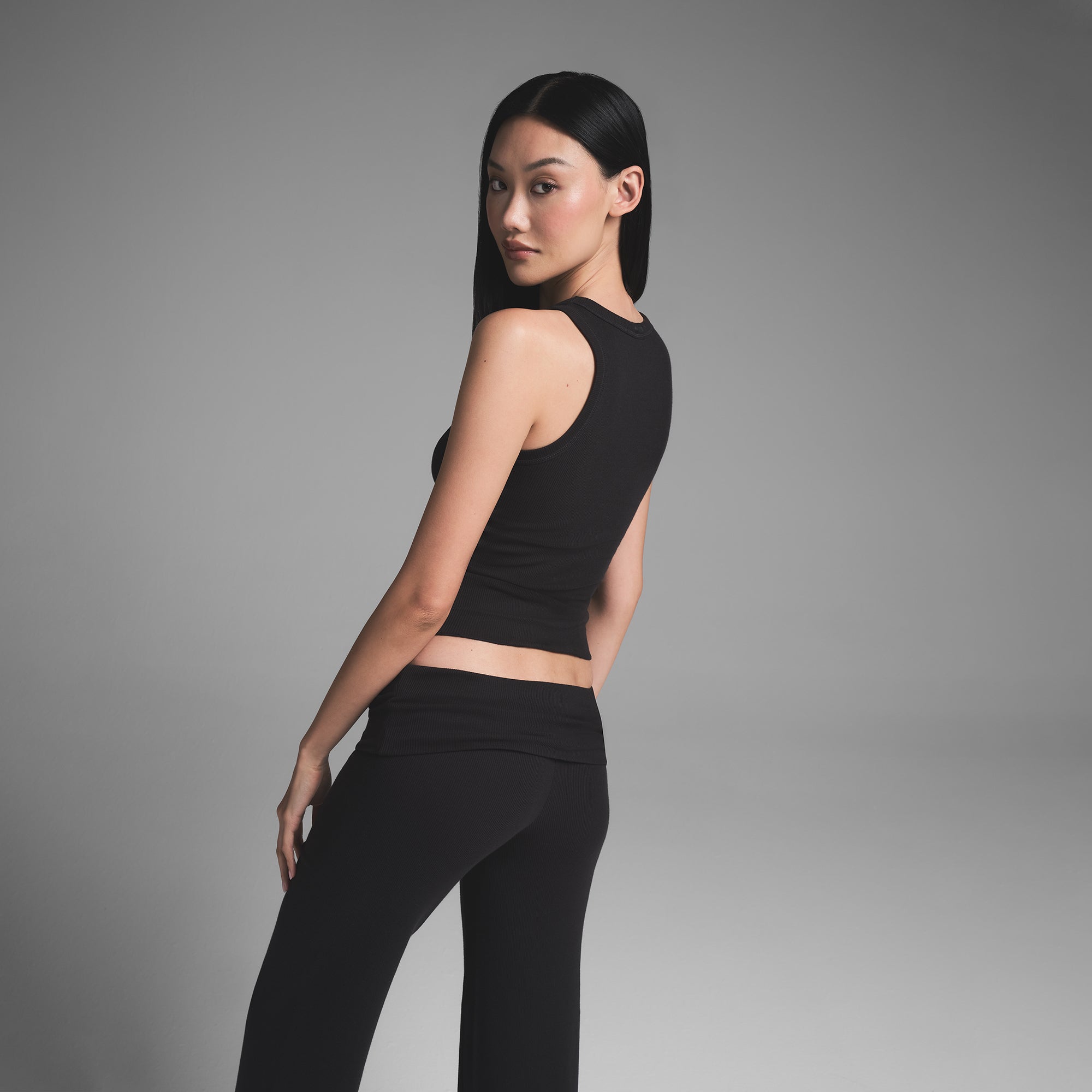 COTTON RIB FOLDOVER STRAIGHT LEG PANT | SOOT - Image 3