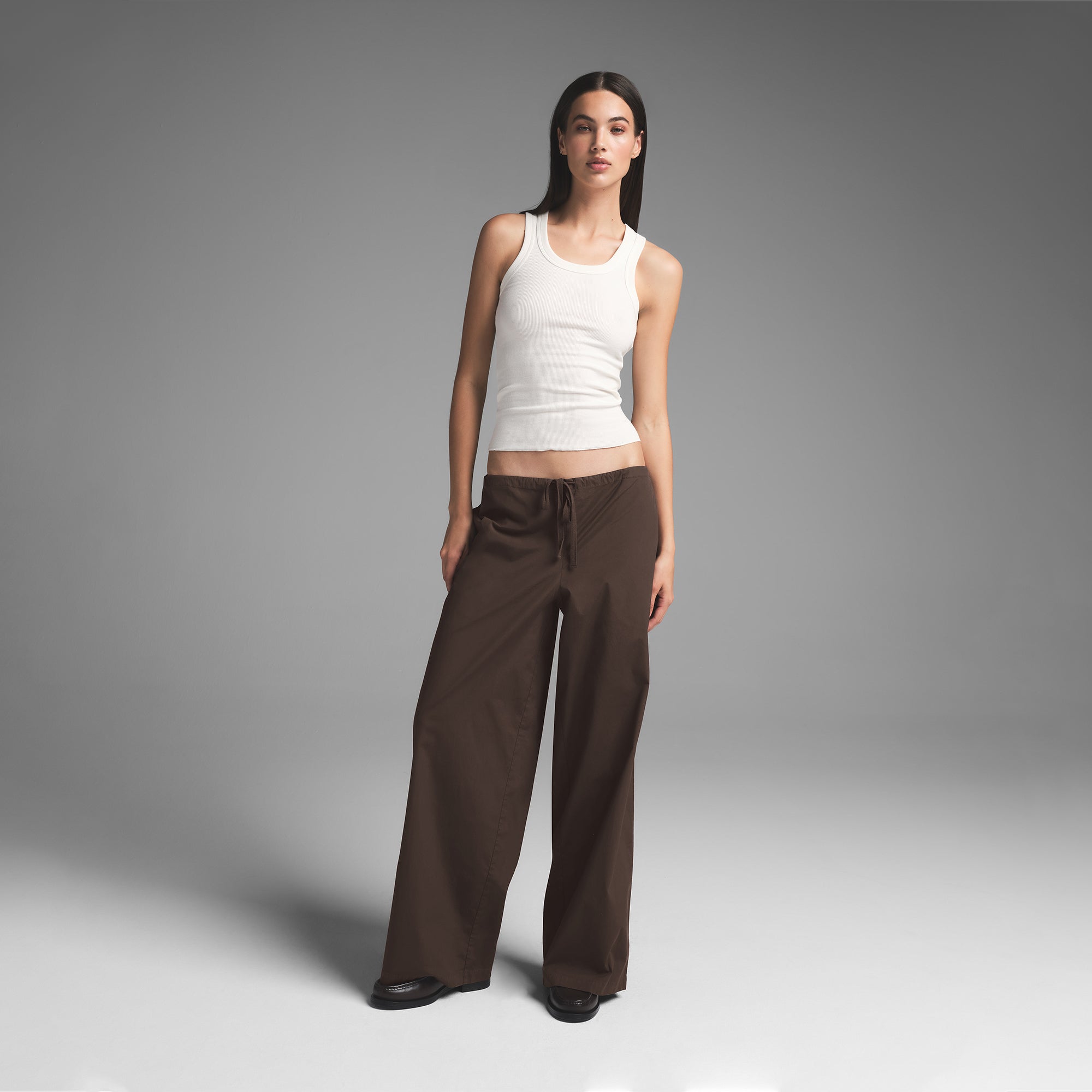 COTTON POPLIN STRAIGHT LEG PANT | WASHED DARK SEPIA