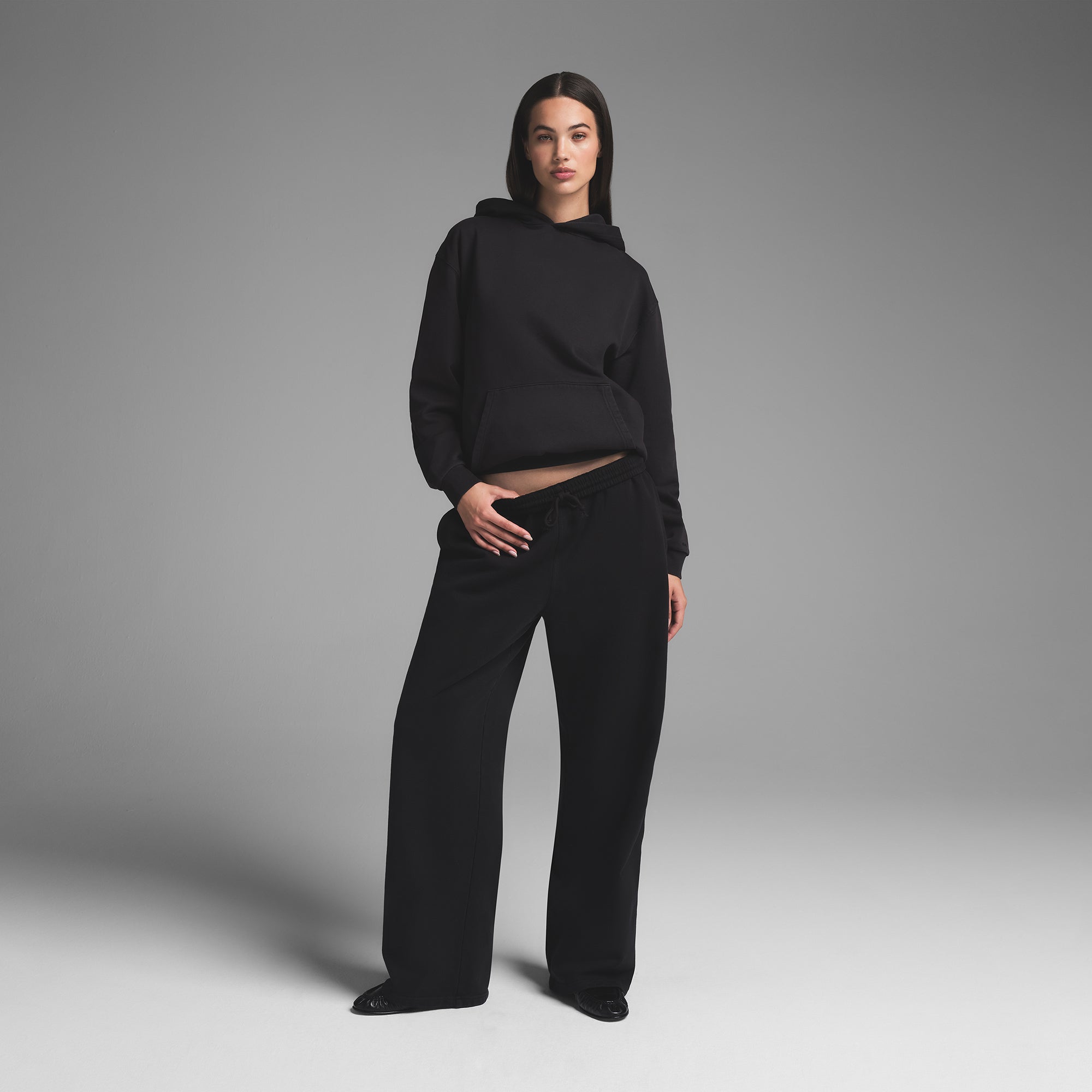 BOYFRIEND FLEECE STRAIGHT LEG PANT | WASHED ONYX