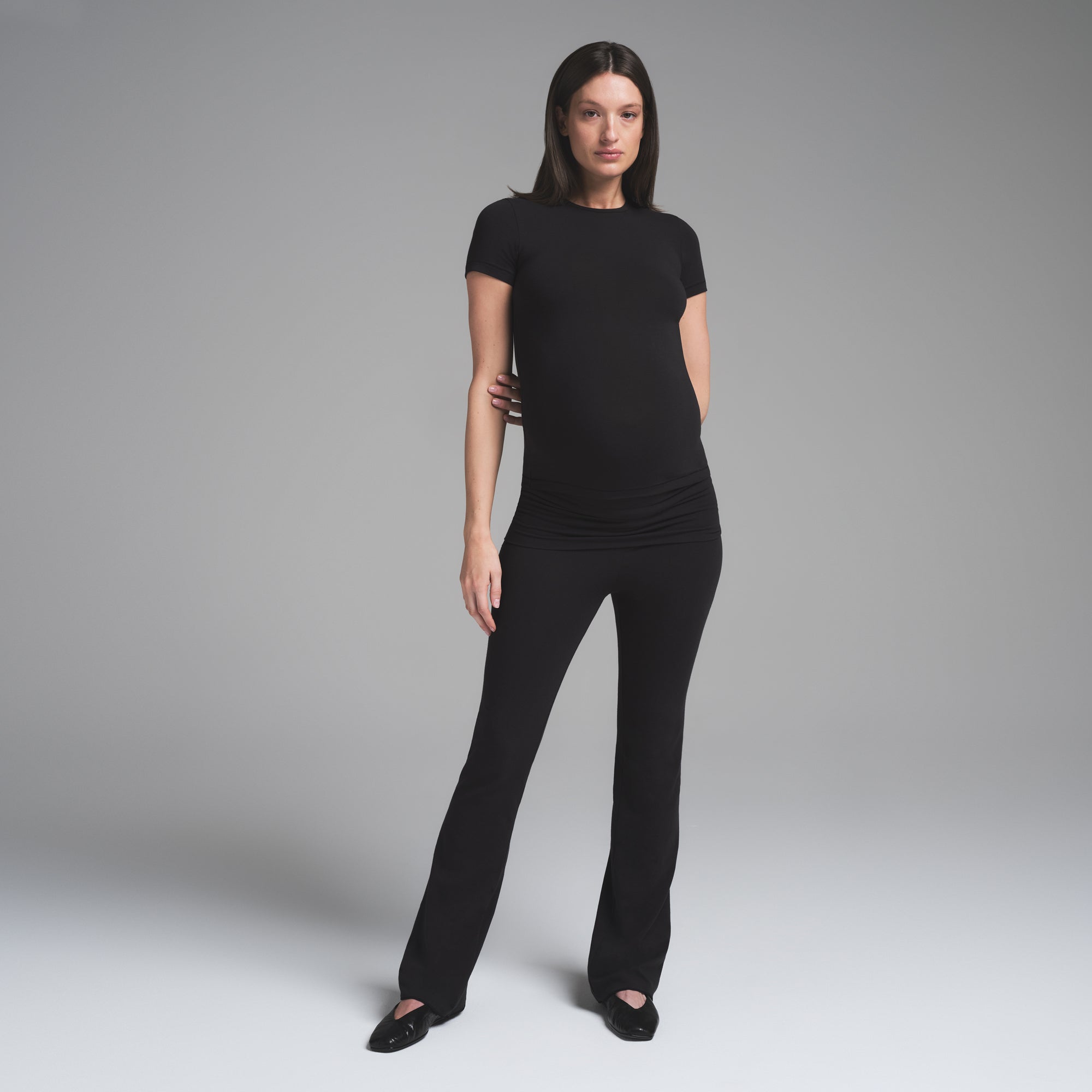 COTTON JERSEY MATERNITY FOLDOVER PANT | SOOT - Image 3