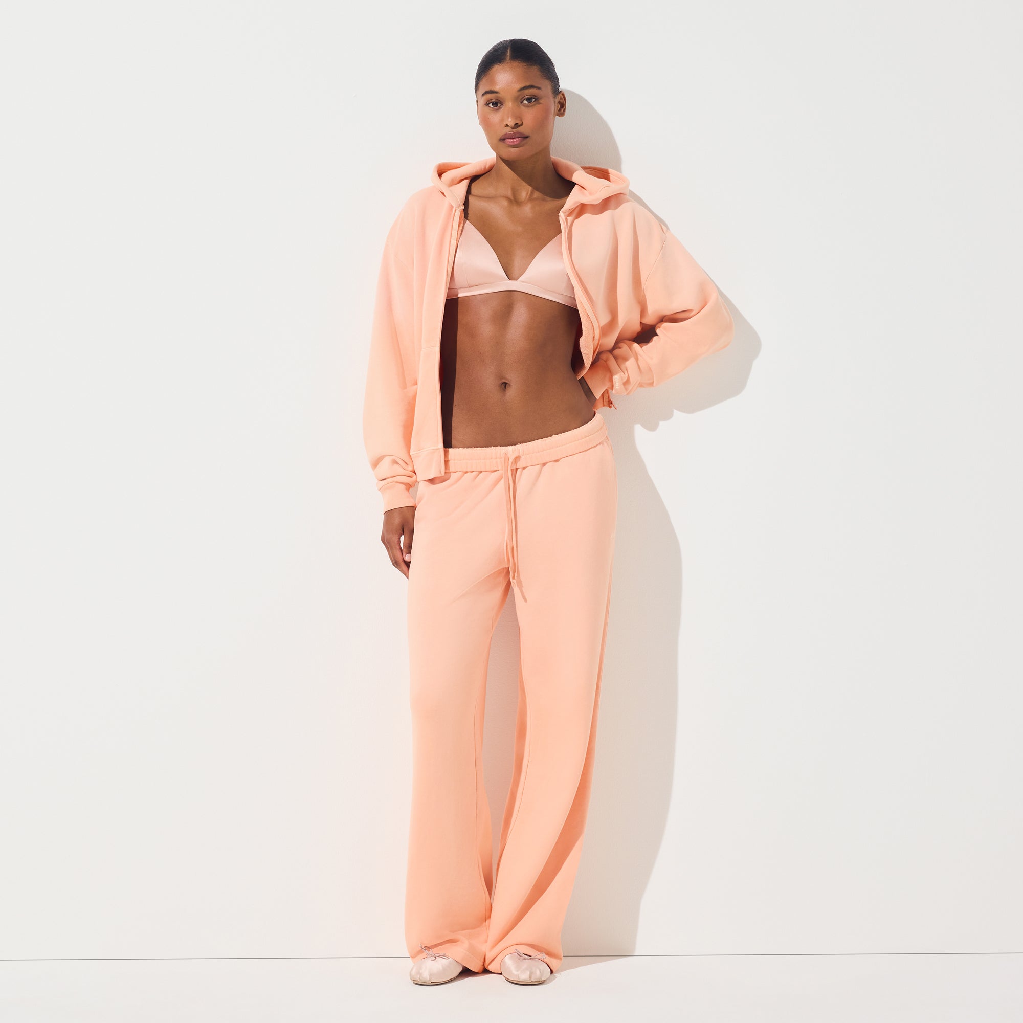 FRENCH TERRY STRAIGHT LEG PANT | CANTALOUPE