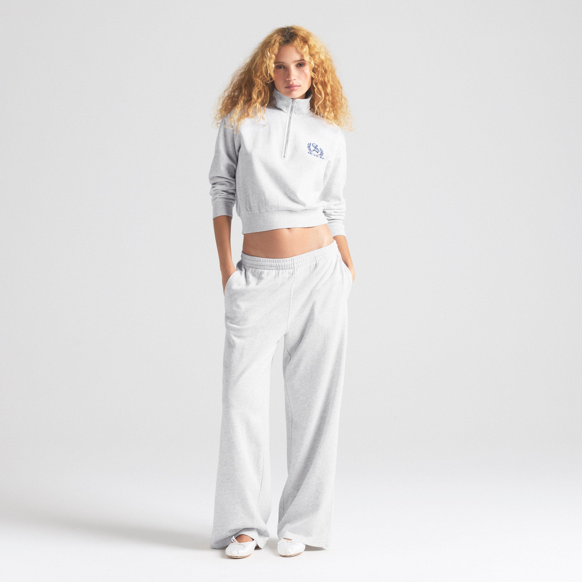 LIGHTWEIGHT FLEECE STRAIGHT LEG PANT | LIGHT HEATHER GREY