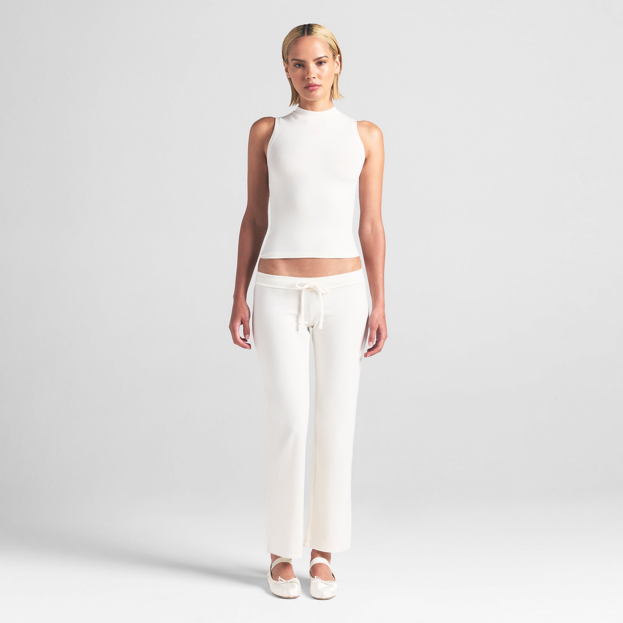 COTTON JERSEY LOW RISE CROP PANT | MARBLE