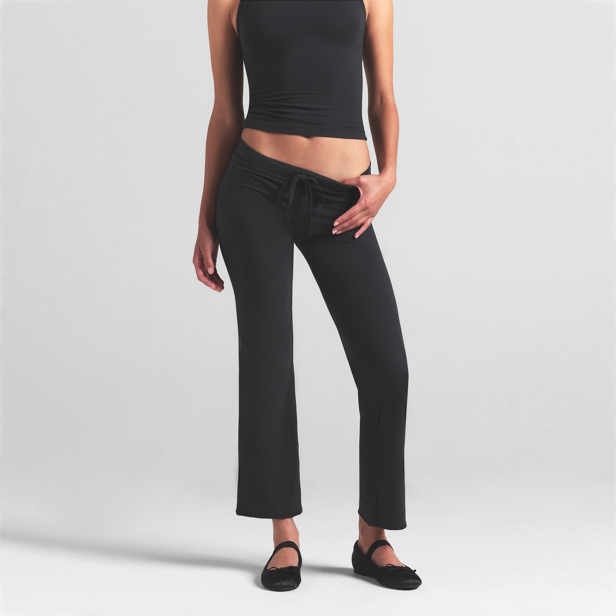 COTTON JERSEY LOW RISE CROP PANT | SOOT - Image 5