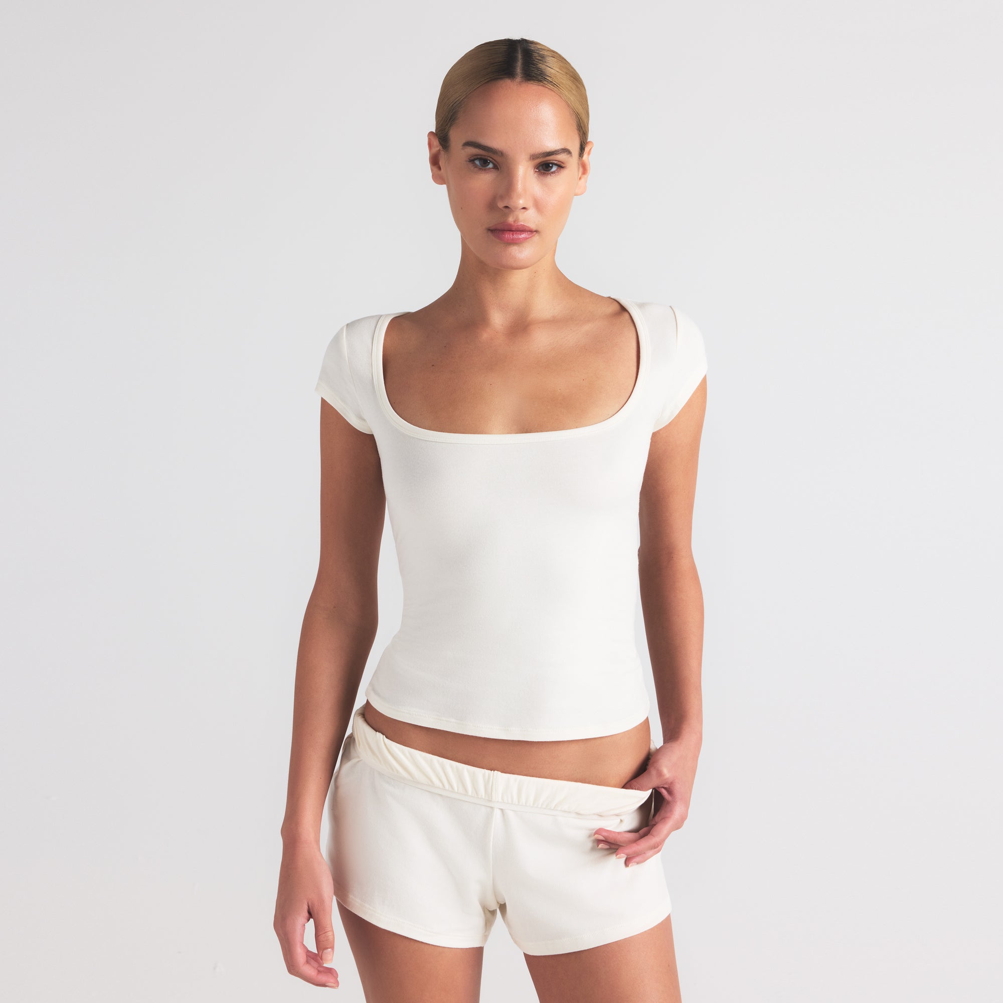 COTTON JERSEY LOOSE SHORT | MARBLE - Image 3