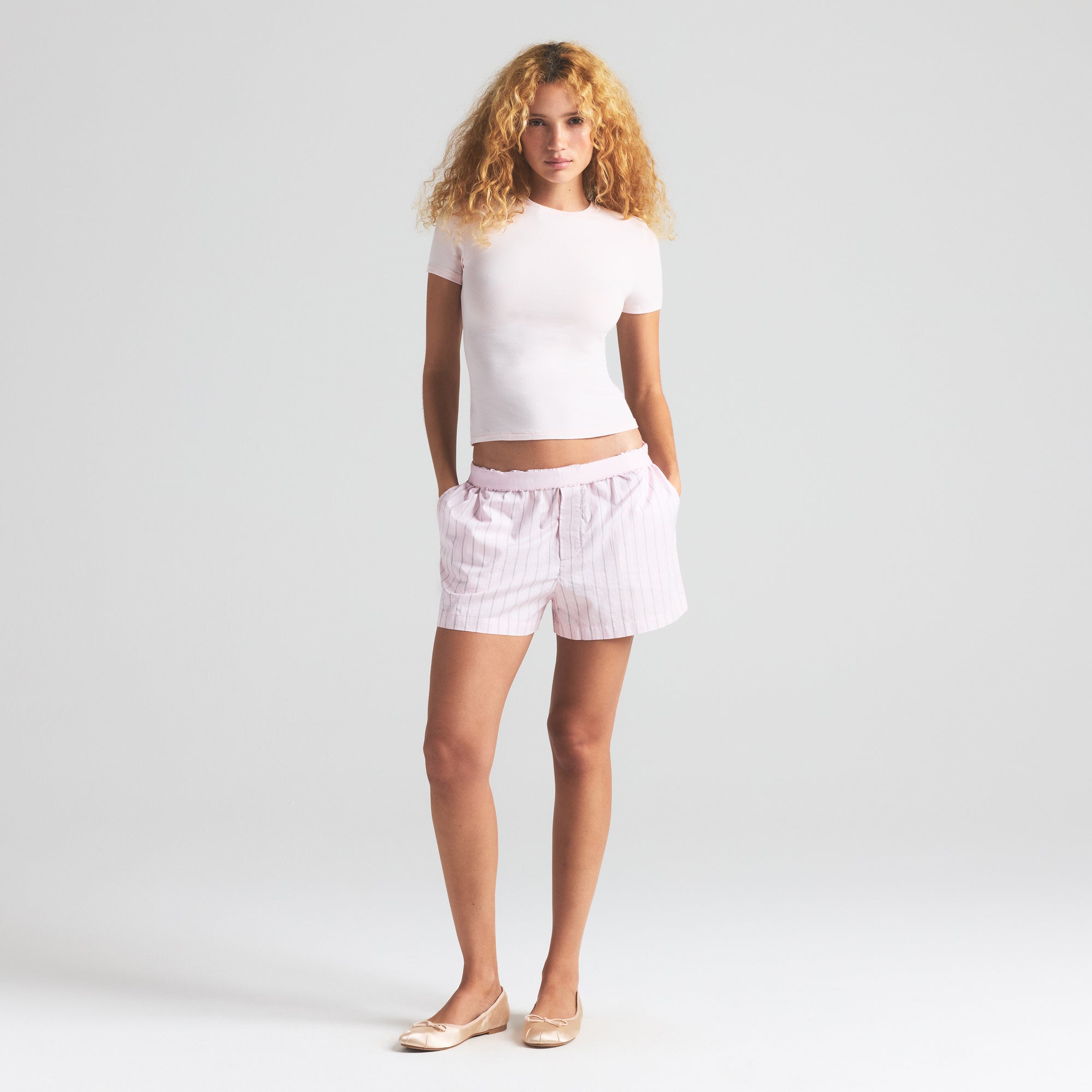 COTTON POPLIN BOXER | PALE PINK PENCIL STRIPE