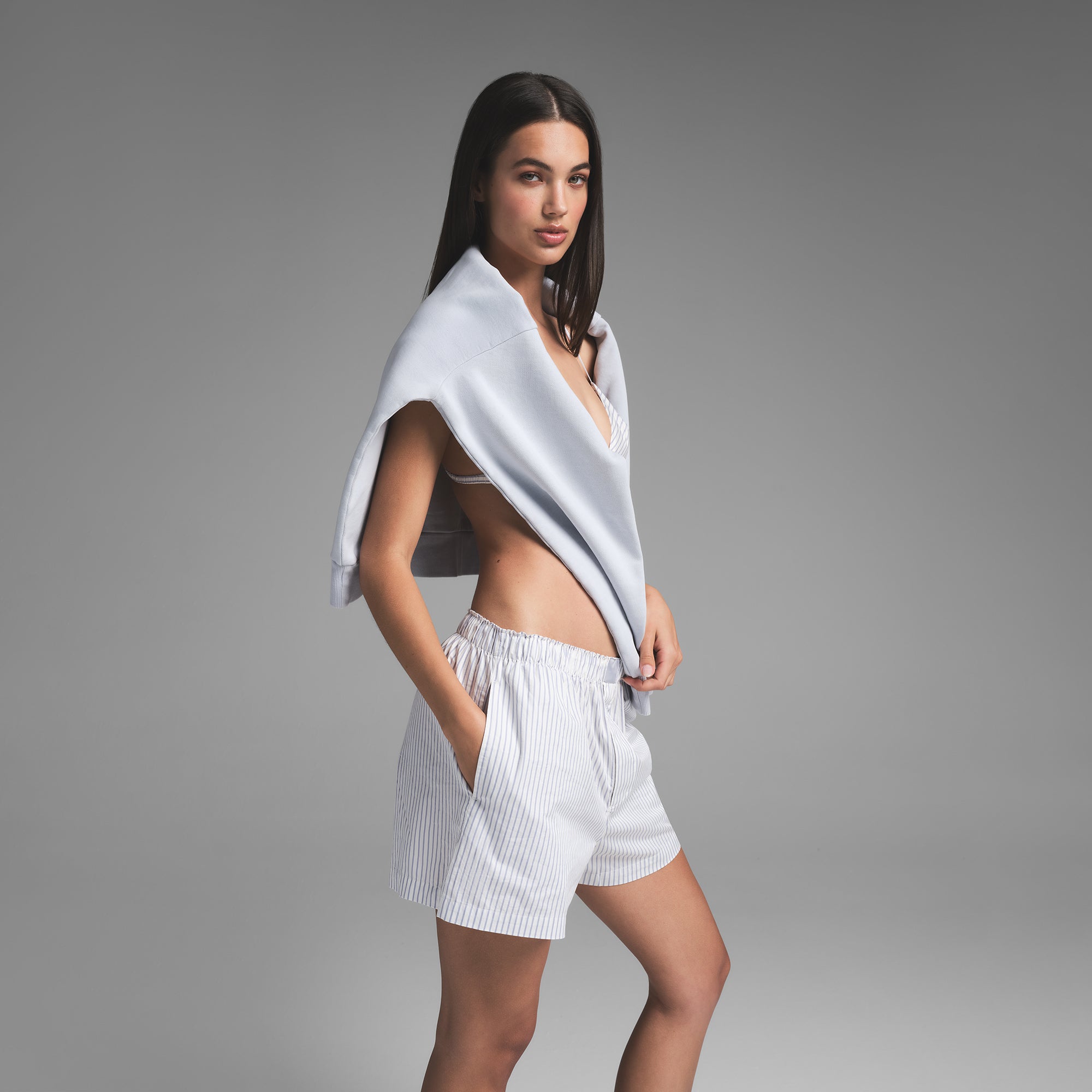 COTTON POPLIN BOXER | ZEN BLUE STRIPE