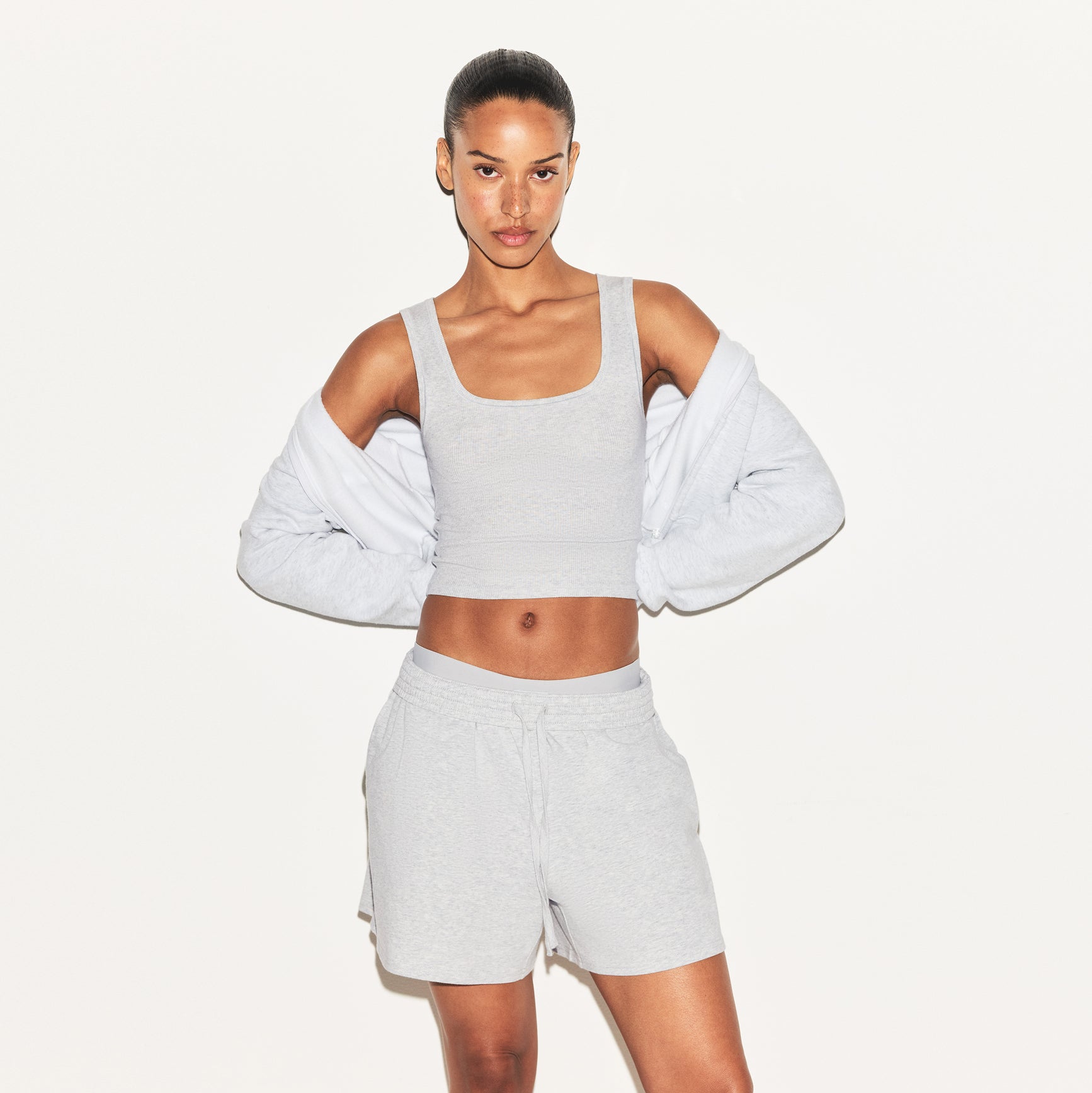 COTTON JERSEY CLASSIC SHORT | LIGHT HEATHER GREY