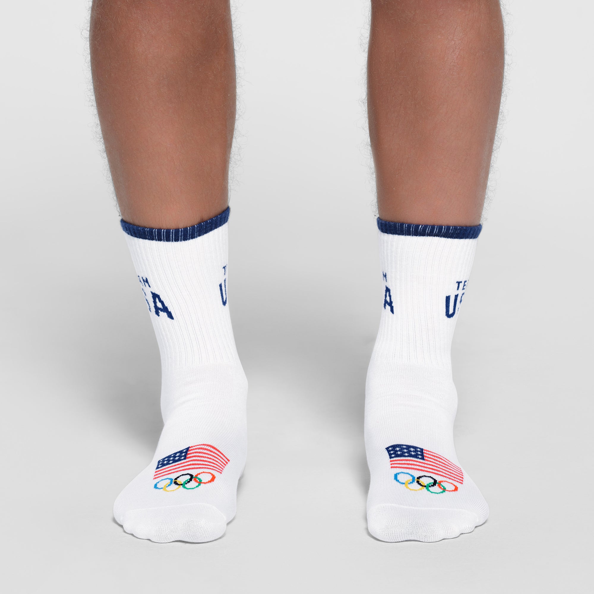 SKIMS FOR TEAM USA MENS OLYMPIC RIBBED CREW SOCK | WHITE