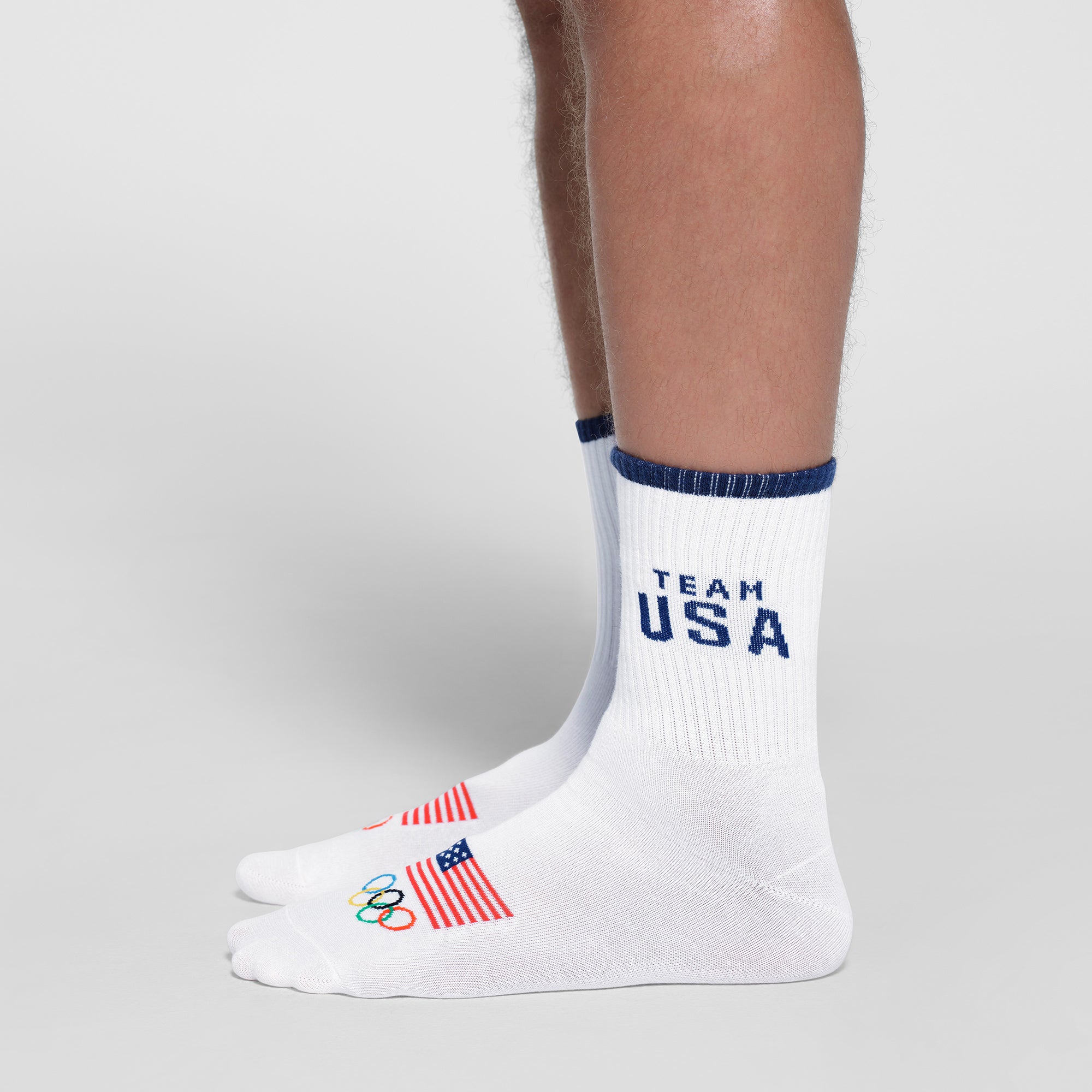 SKIMS FOR TEAM USA MENS OLYMPIC RIBBED CREW SOCK | WHITE - Image 2